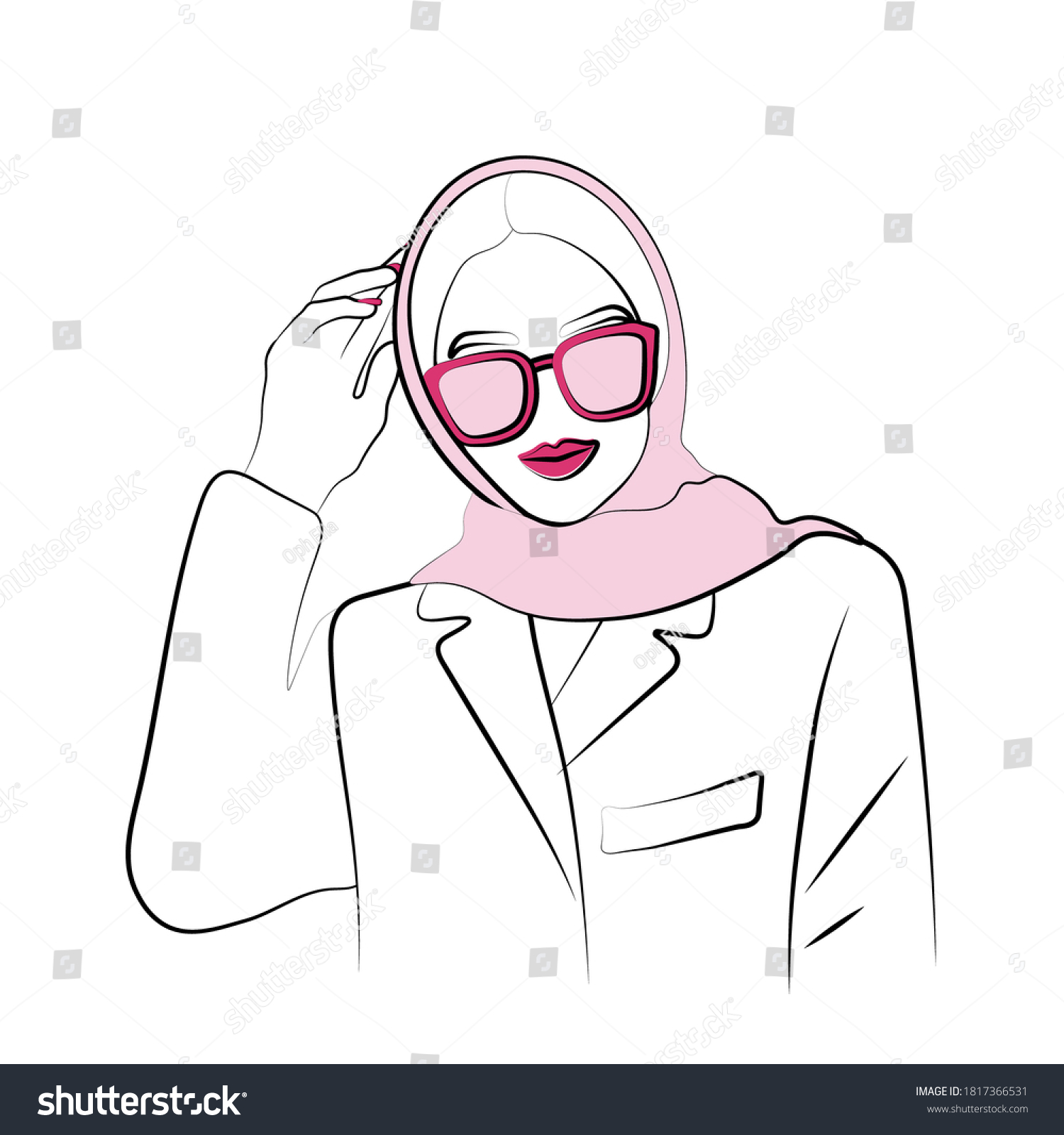 Stylish Girl Glasses Fashion Illustration Vector Stock Vector Royalty