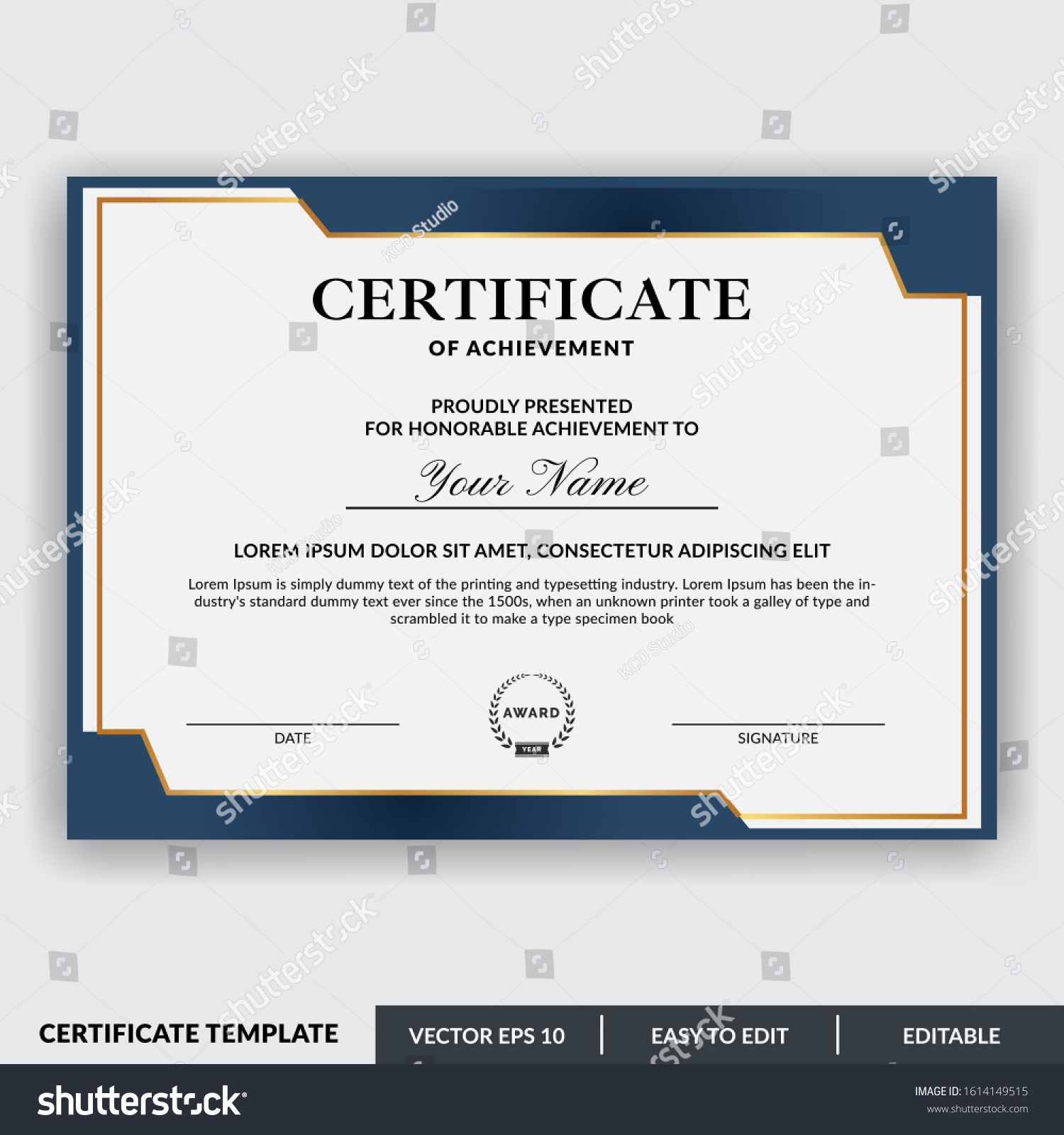 Stylish Modern Elegant Certificate Achievement Award Stock Vector Within Elegant Certificate Templates Free