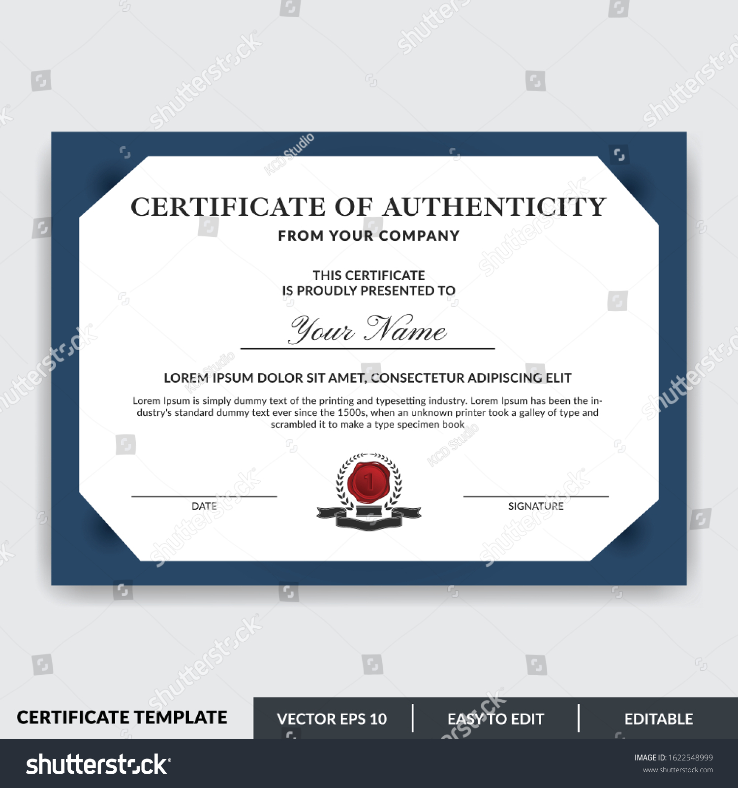 Stylish Modern Elegant Certificate Authenticity Template Stock In Certificate Of Authenticity Template