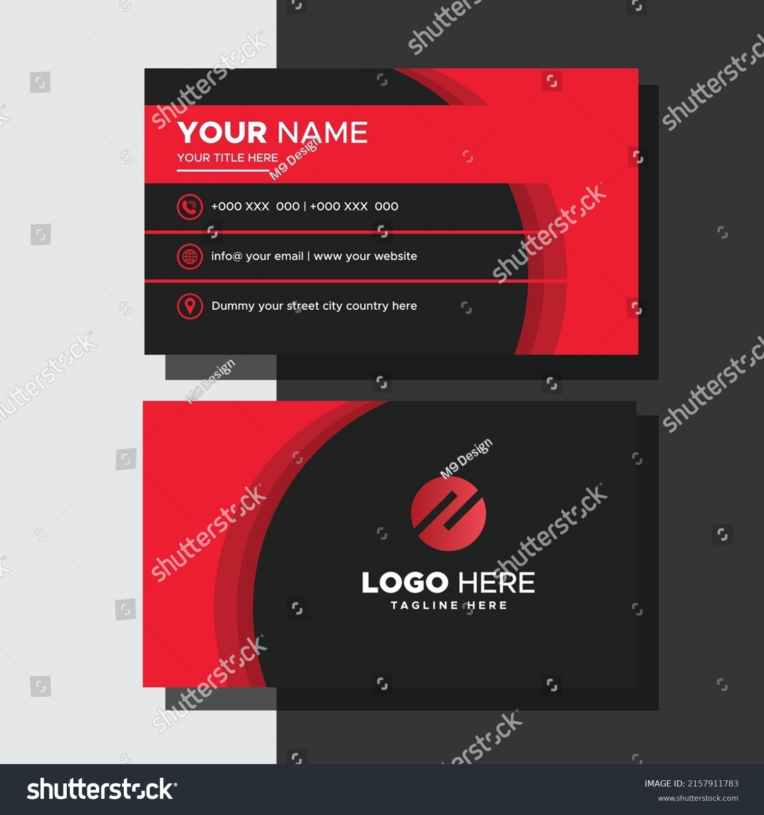 Stylish Red Black Business Card Design Stock Vector (Royalty Free ...