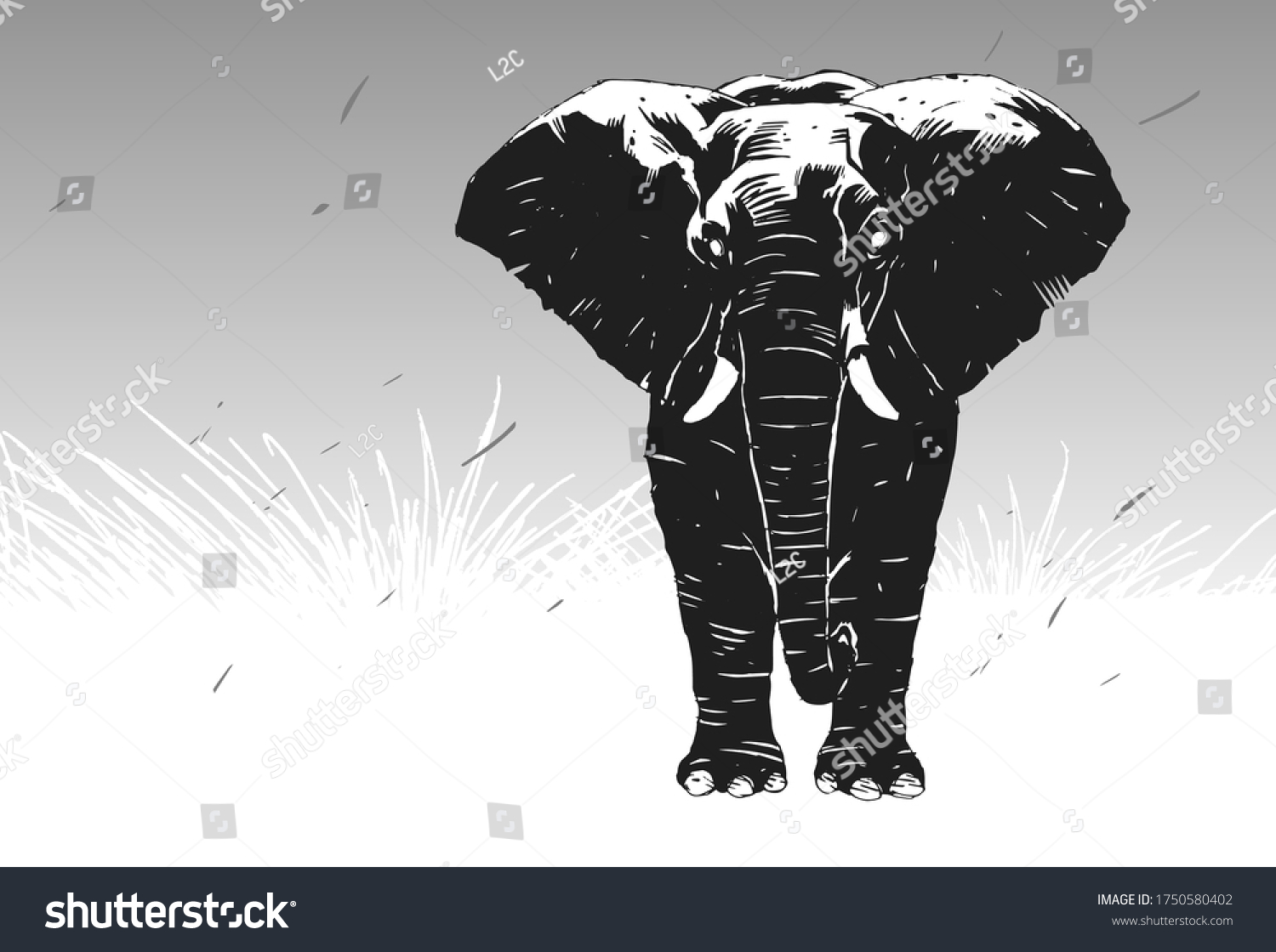 Stylish Stencil Elephant Poster Comic Icon Stock Vector (Royalty Free ...