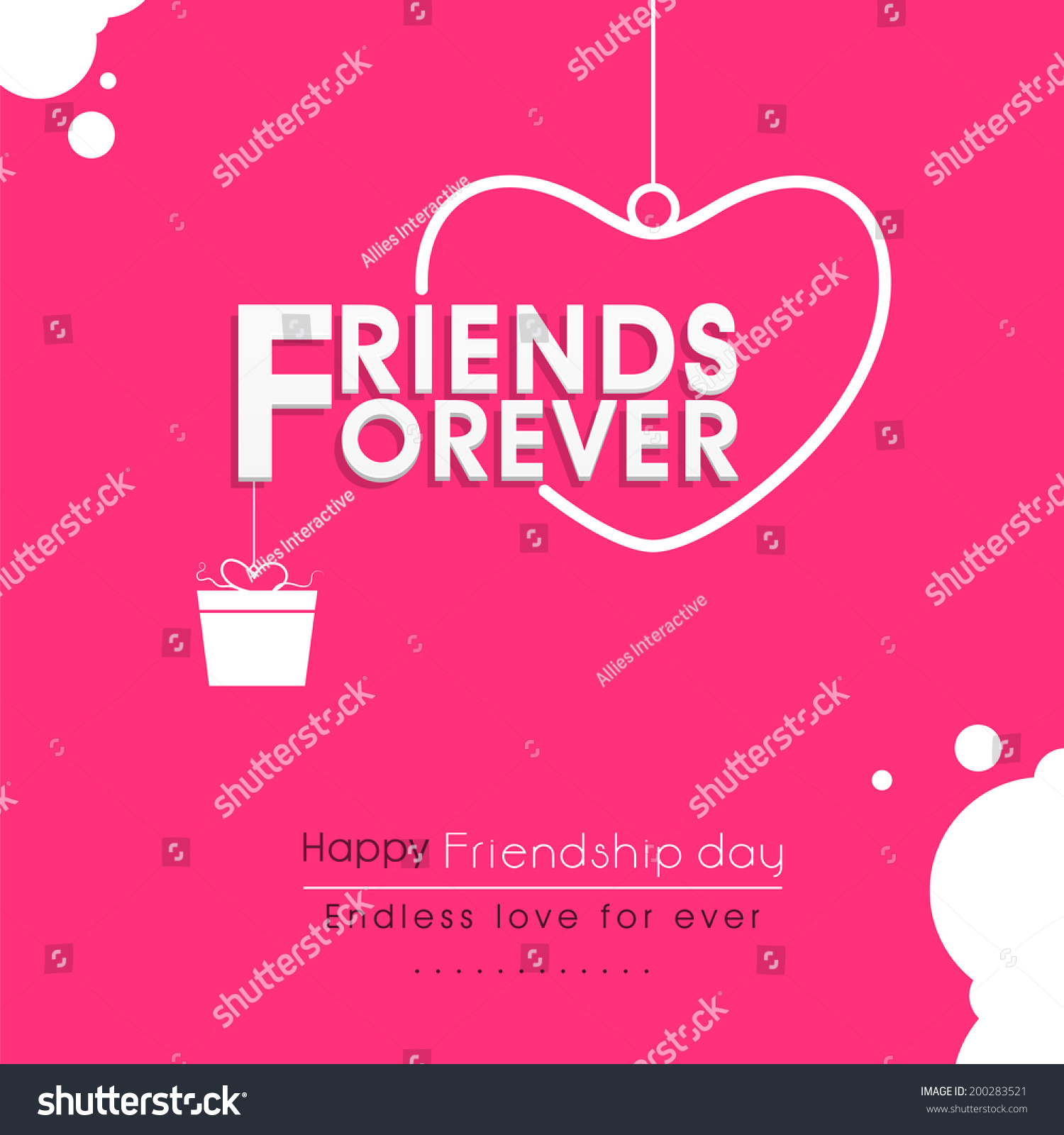 Stylish Text Friends Forever With Hanging Heart And Gift Box On Pink ...