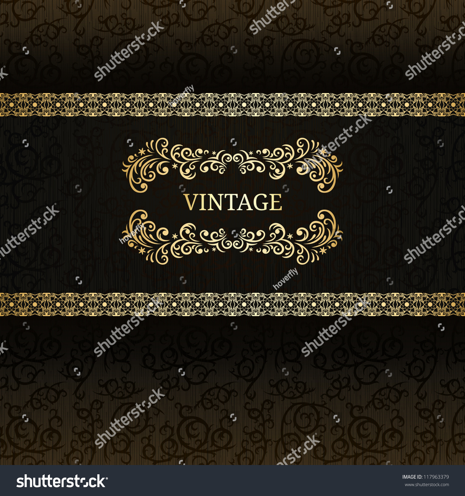 Stylish Vintage Background With Golden Ornament And Damask Pattern ...