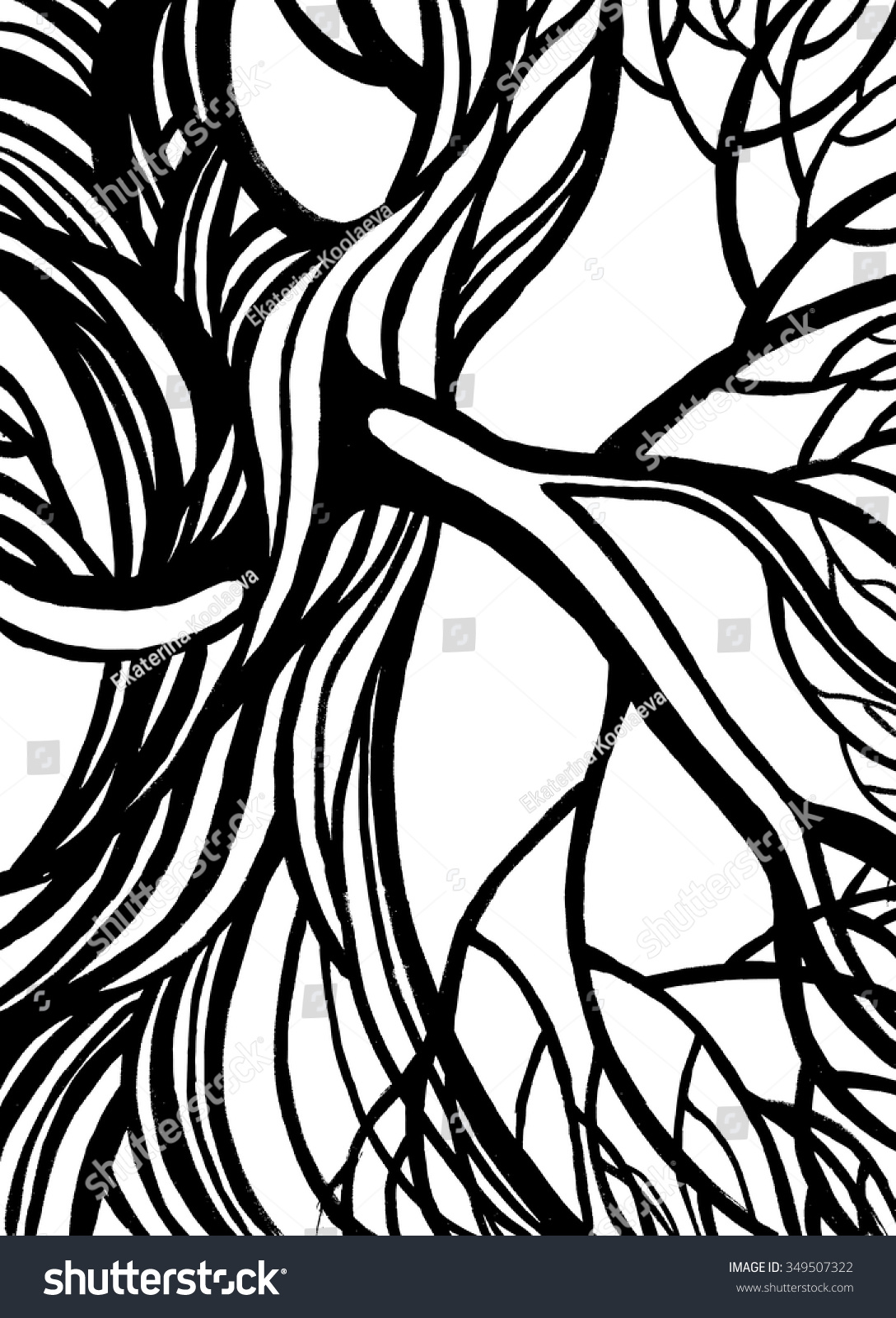 Stylized Abstract Tree Art Black White Stock Vector (Royalty Free