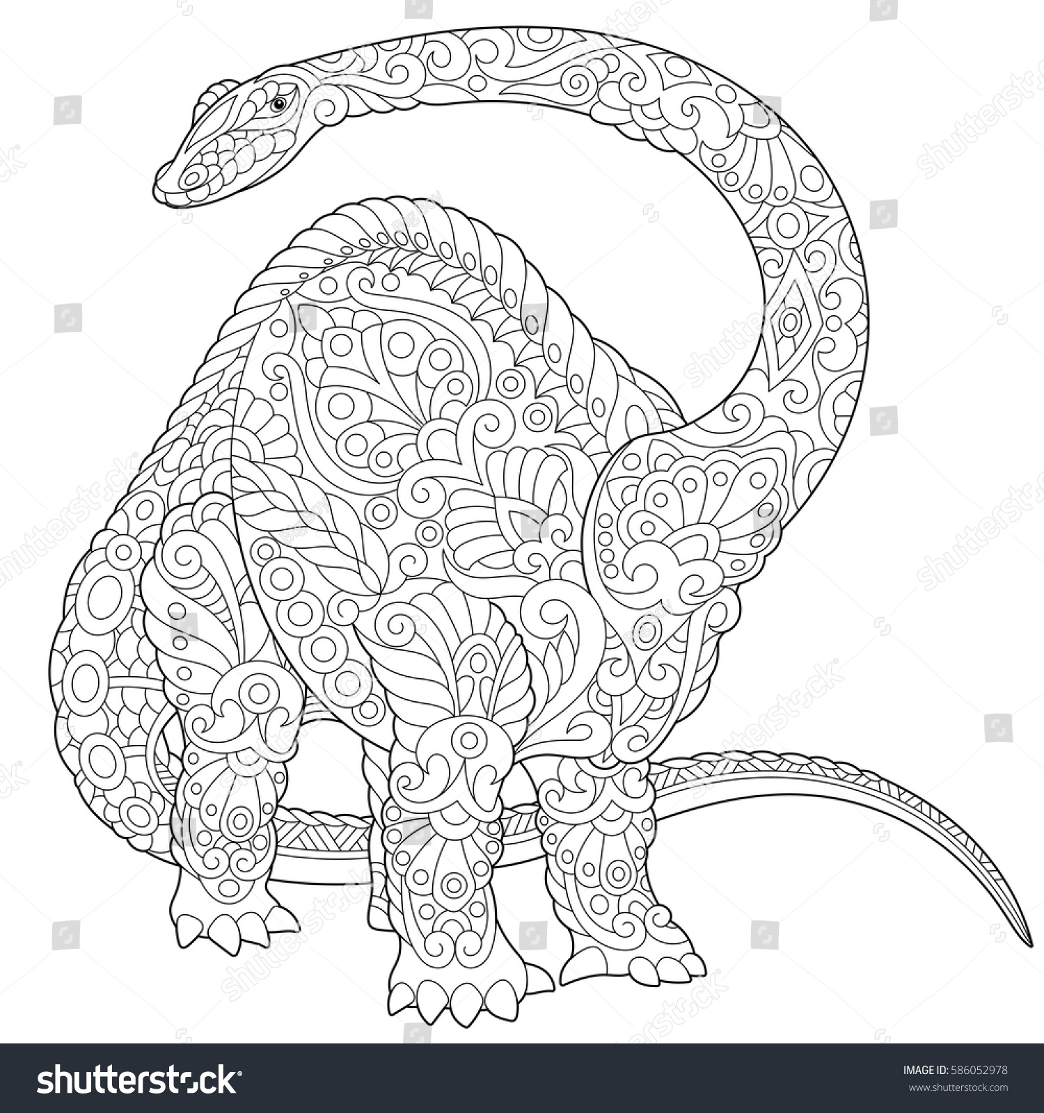 Download Stylized Brontosaurus Dinosaur Brachiosaurus Diplodocus Late Stock Vector 586052978 - Shutterstock