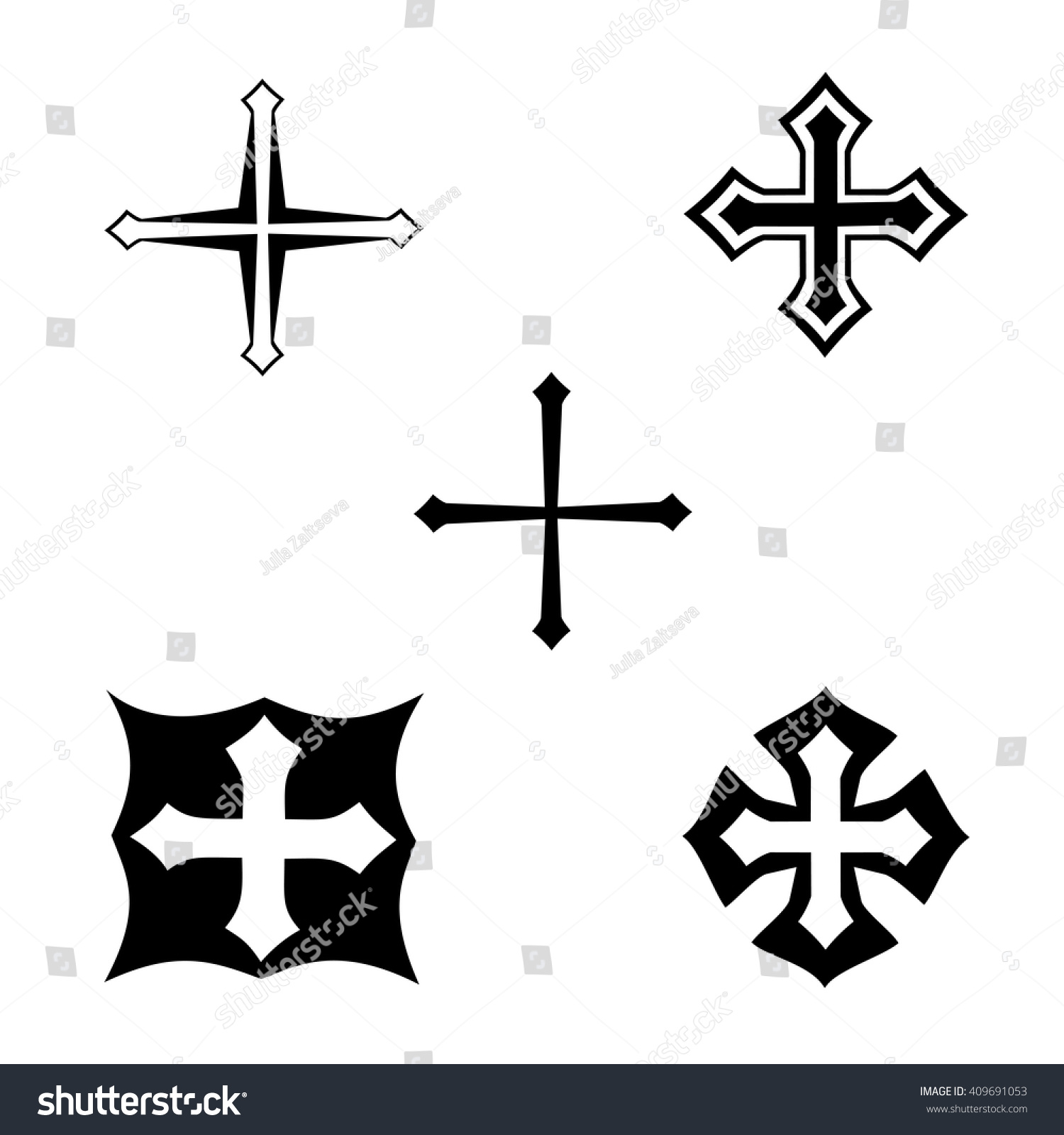 Stylized Christian Cross Set Vector Illustration Stock Vector (Royalty ...