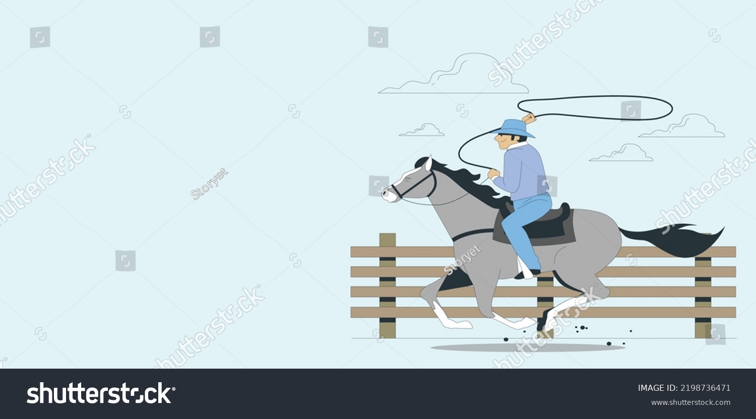SVG of Stylized cowboy riding a horse and roping. Cowboy rides a horse and throws a lasso. Cowboy on the rodeo. Vector silhouette illustration. Cowboy practicing her equestrian sport with his horse. svg