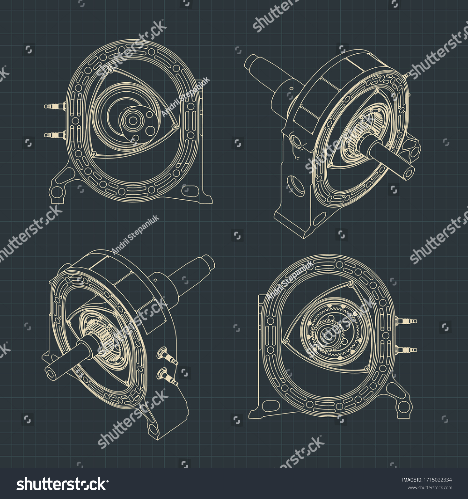 Stylized Cutaway Vector Illustration Rotary Engine Stock Vector ...