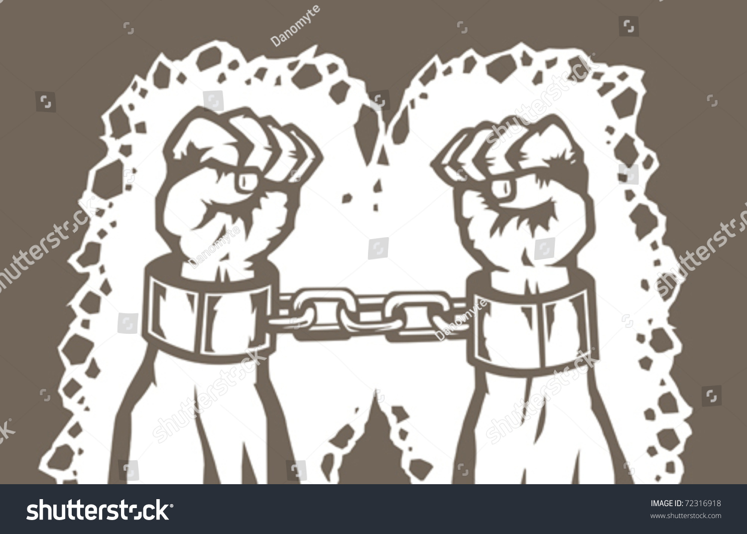 Stylized Drawing Mans Hands Shackles Stock Vector (Royalty Free) 72316918