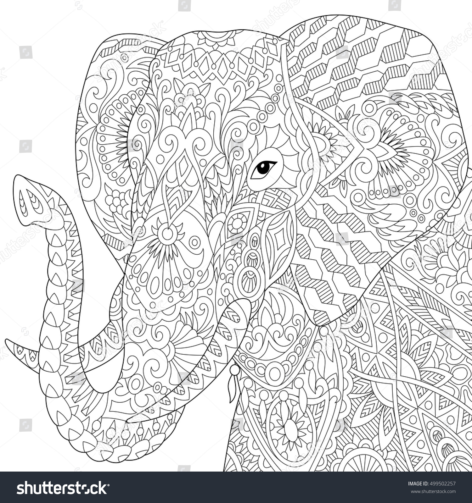 Stylized Elephant Isolated On White Background Stock Vector (Royalty ...