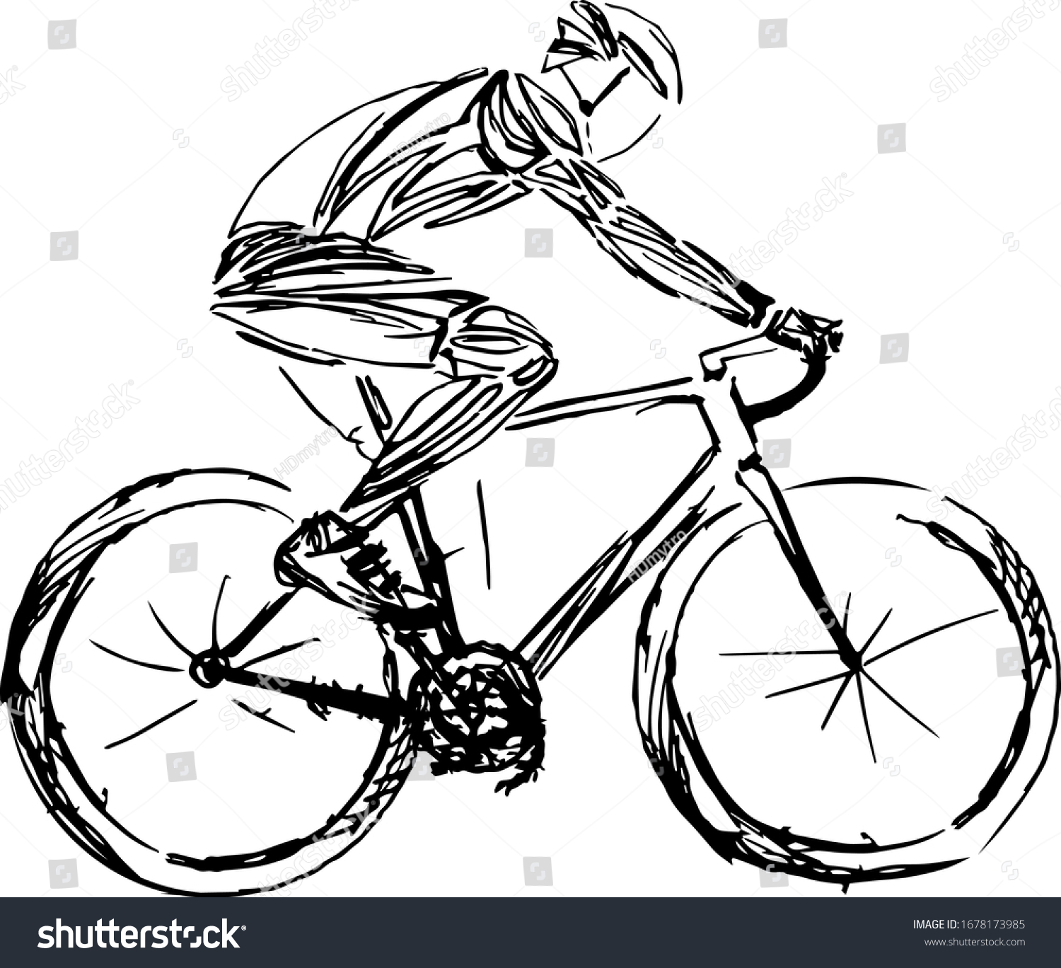 Stylized Geometric Bicyclist Cyclist Sketch Isolated Stock Vector ...