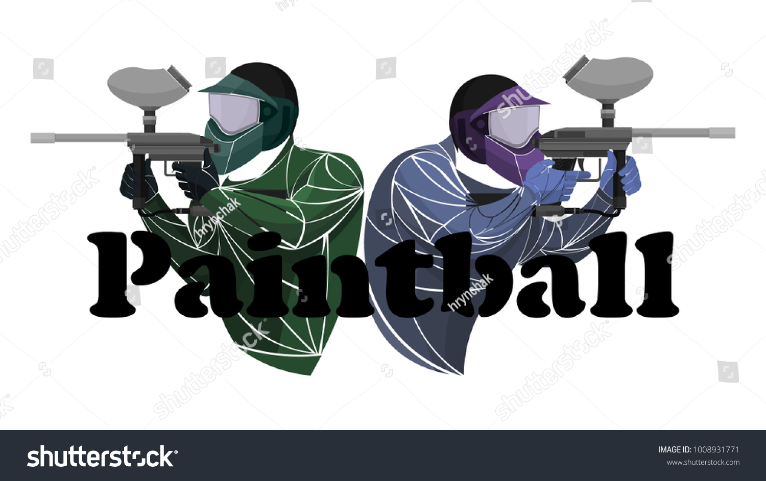 Stylized Geometric Shooting Paintball Vector Stock Vector Royalty Free 1008931771