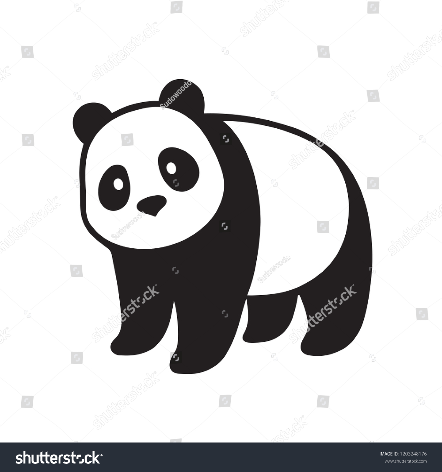 Stylized Giant Panda Full Body Drawing Stock Vector (Royalty Free ...