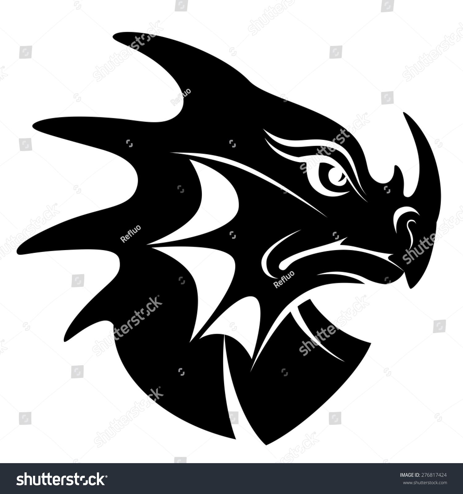 Stylized Head Of Dragon Isolated On White Background. Stock Vector ...