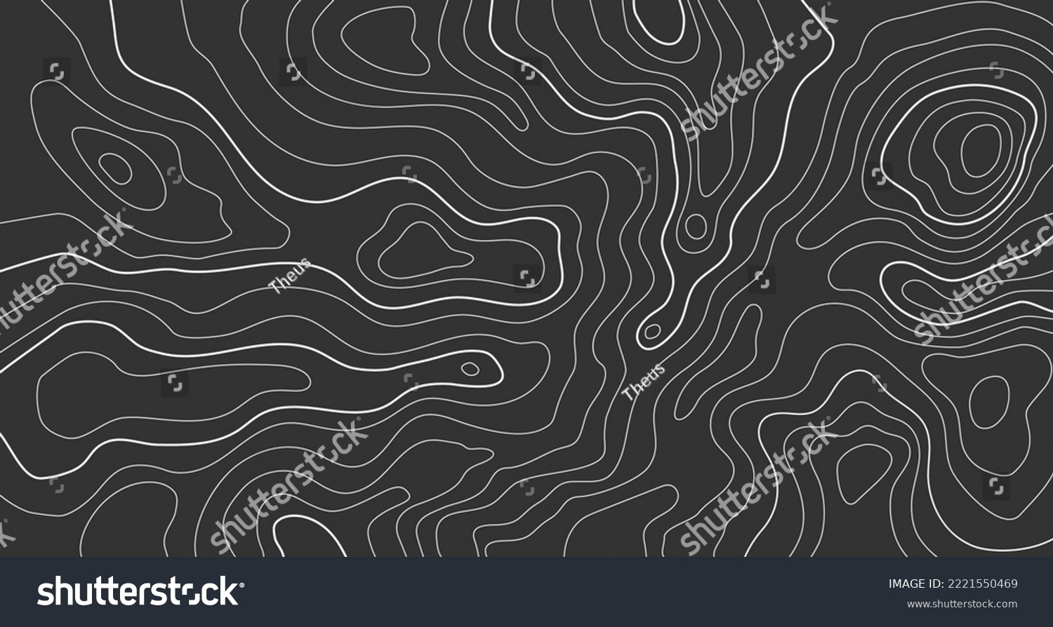 SVG of Stylized height of the topographic map contour in lines and stroke. Marine watershed. The concept of a conditional geography scheme and the water path. Wide size. White on black. Vector illustration. svg