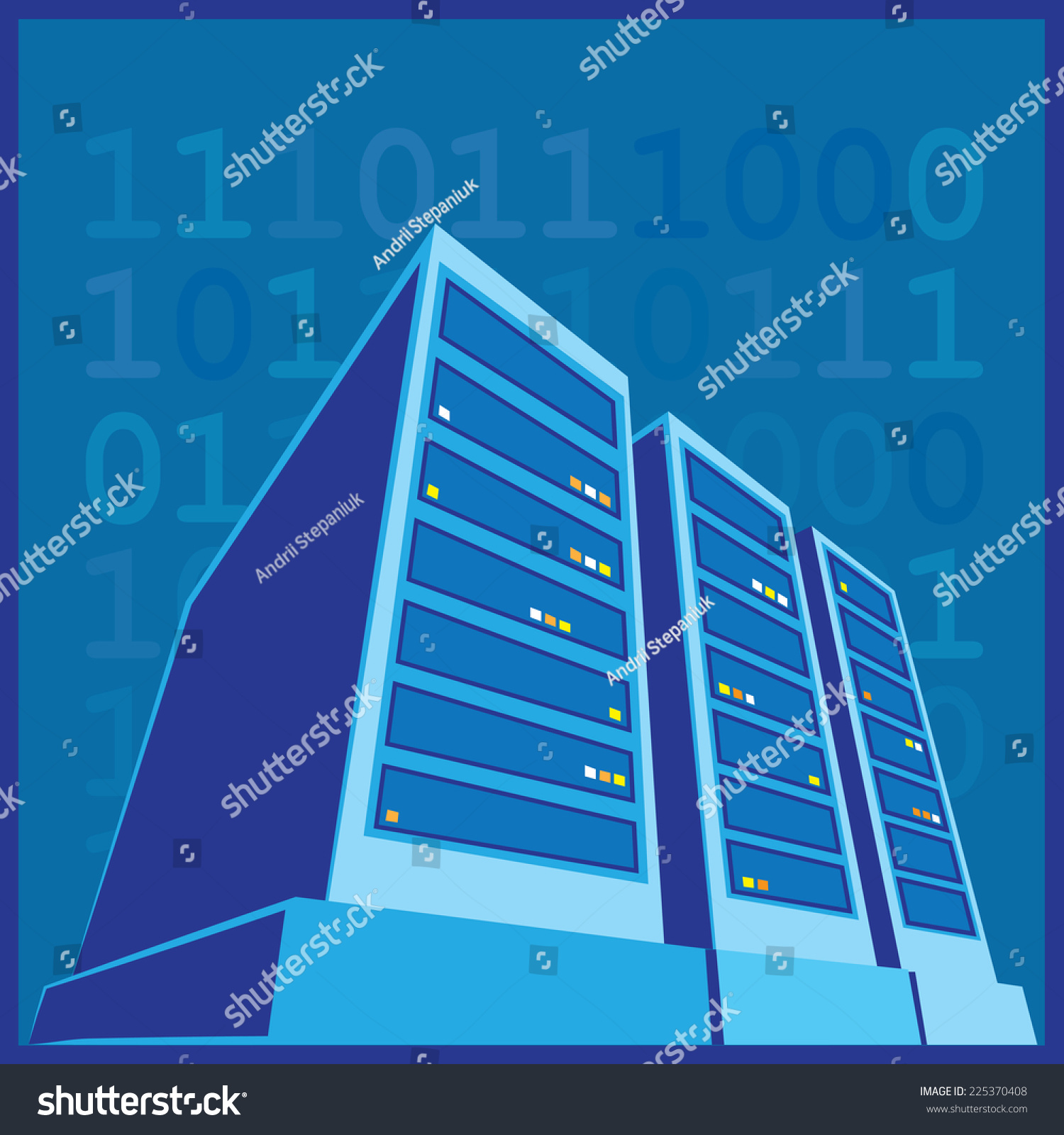 Stylized Illustration Of A Data Center, A Supercomputer, Servers And ...