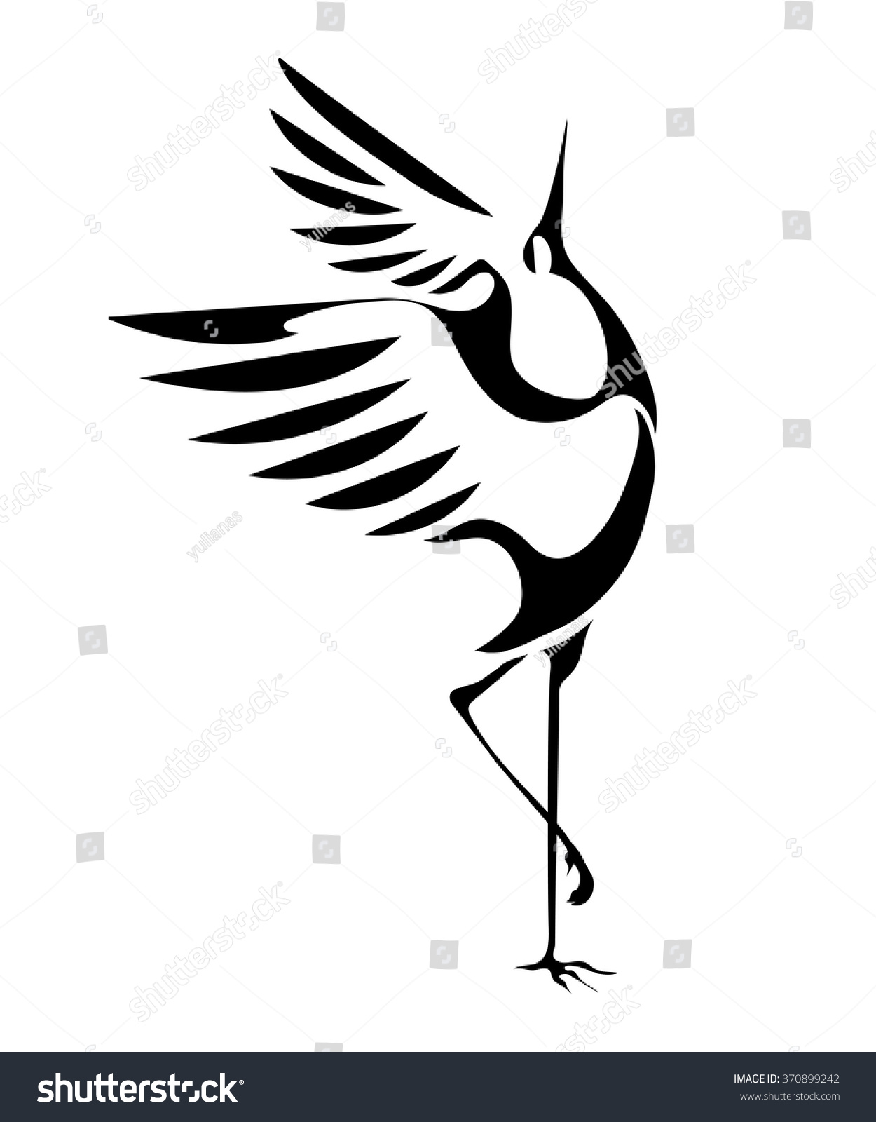 Stylized Image Dancing Cranes Isolated On Stock Vector Royalty Free