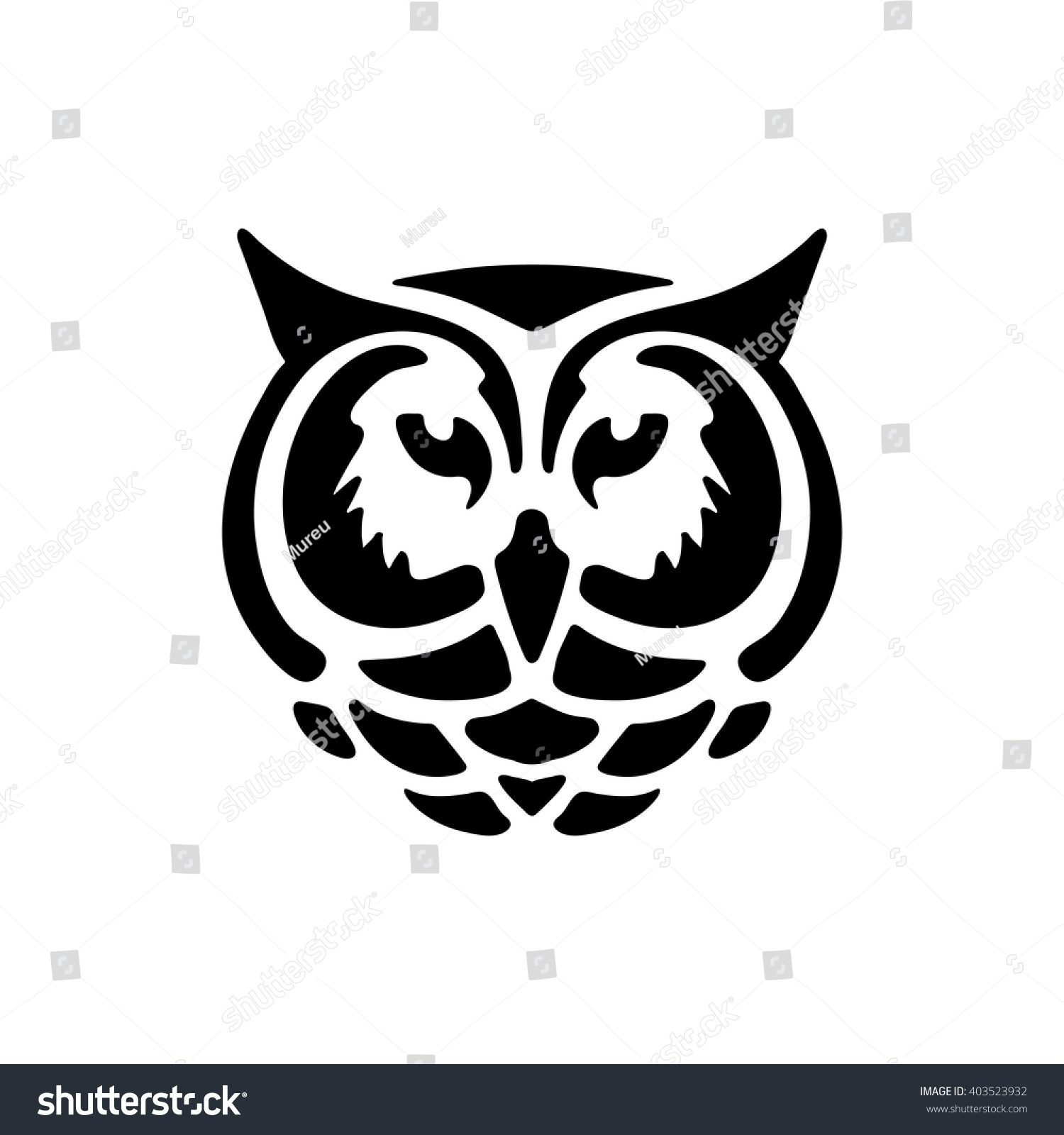 stylized owl head silhouette owl head stock vector royalty free 403523932