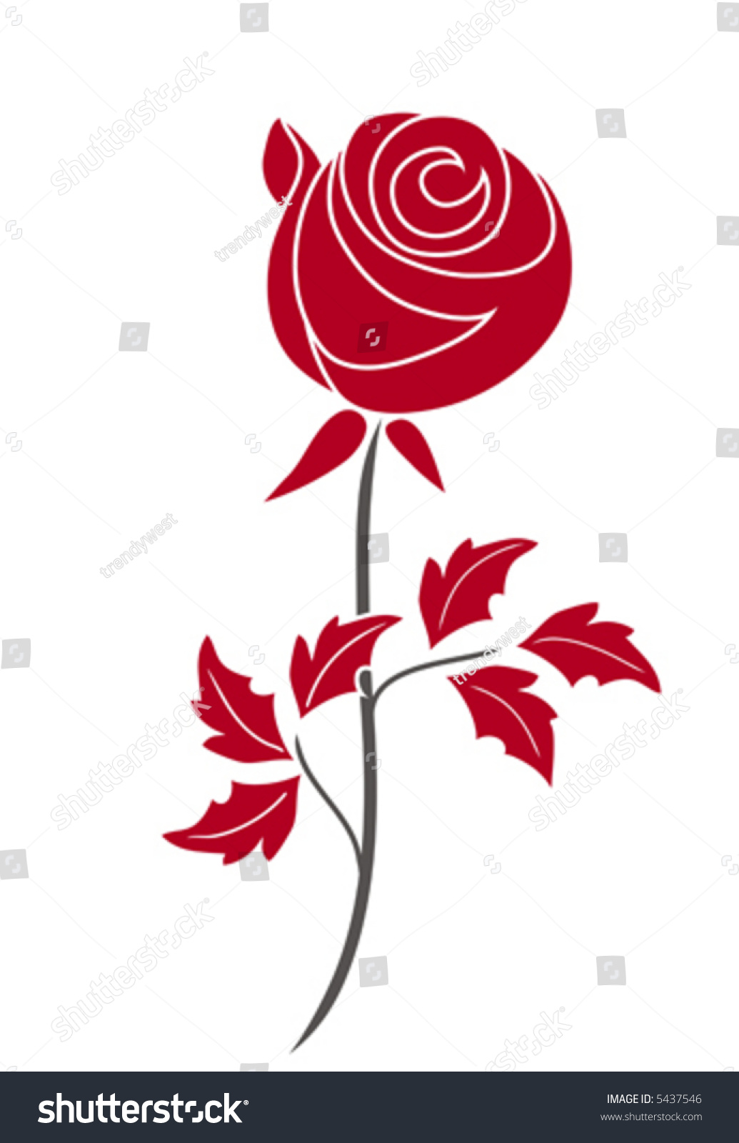 Stylized Red Rose (Vector) - 5437546 : Shutterstock