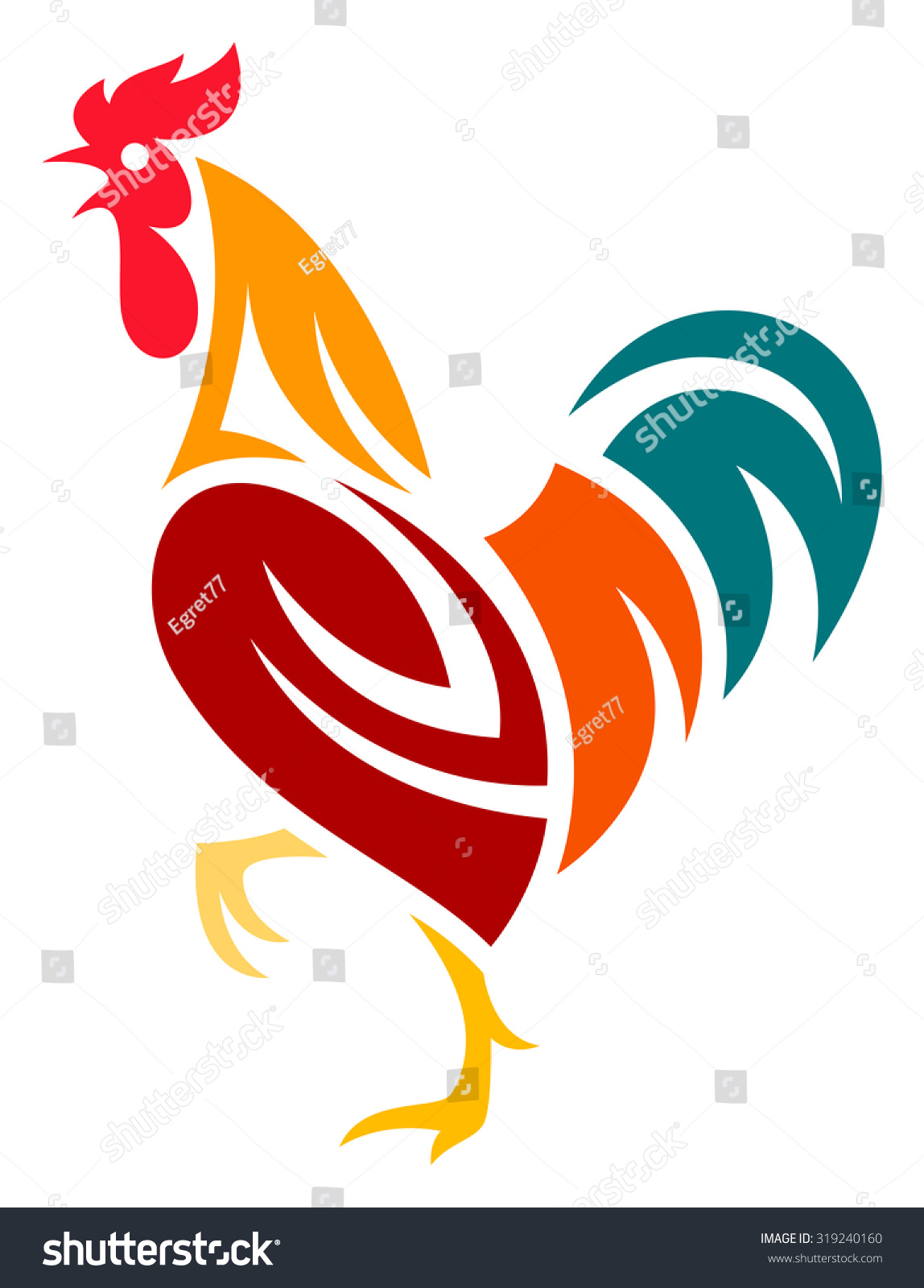 Stylized Rooster Stock Vector 319240160 - Shutterstock