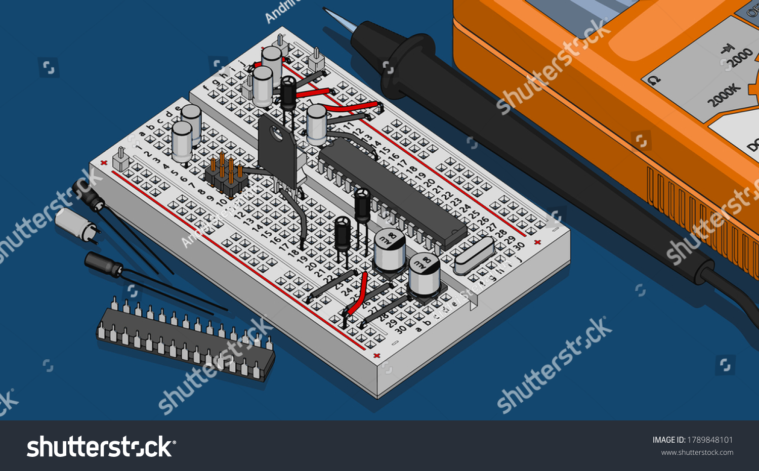 SVG of Stylized vector illustration of a Electronics component kit for electronics engineers and electronics enthusiasts svg