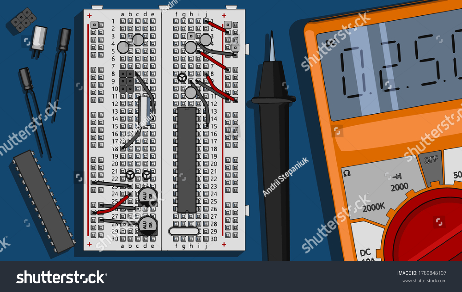 SVG of Stylized vector illustration of a Electronics component kit for electronics engineers and electronics enthusiasts svg