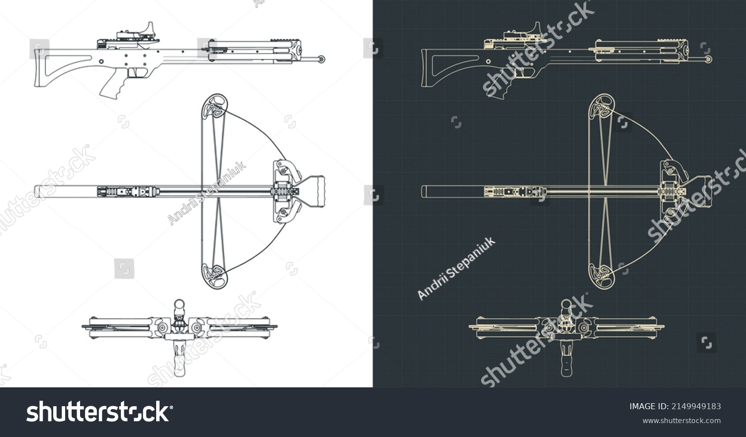 Stylized Vector Illustration Blueprints Block Crossbow: เวกเตอร์สต็อก ...