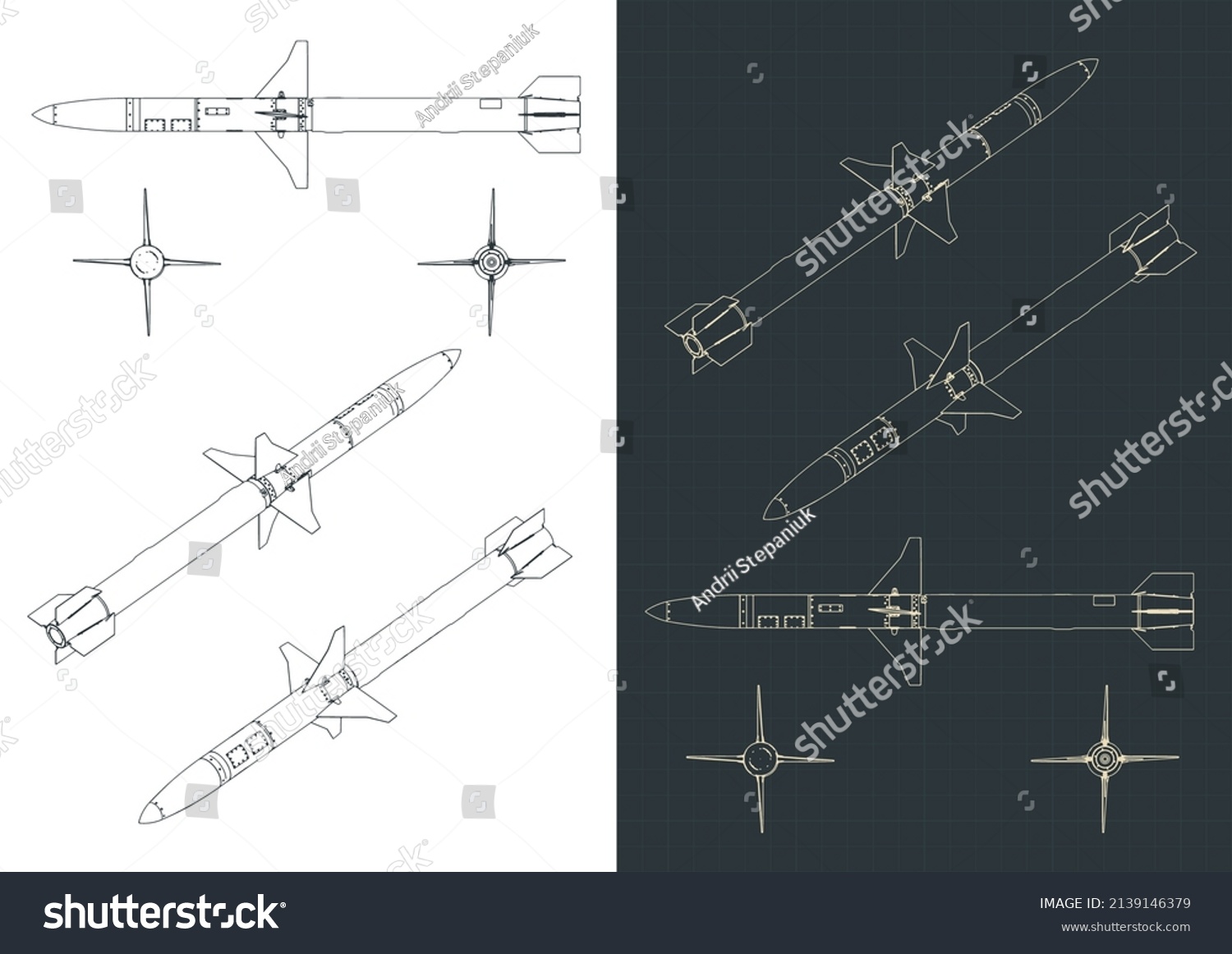 Stylized Vector Illustration Blueprints Cruise Missile Stock Vector ...