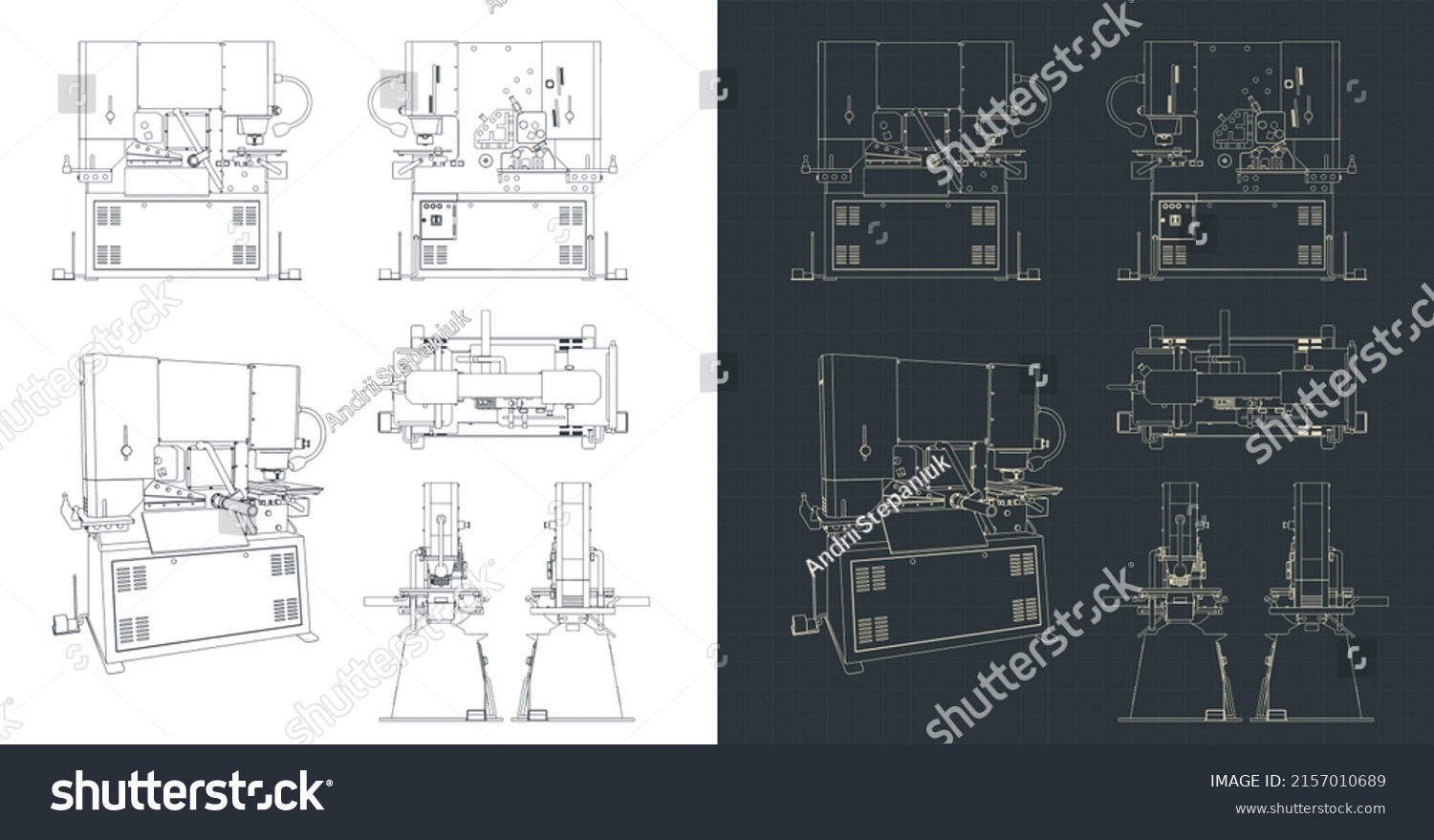 Stylized Vector Illustration Blueprints Punch Machine Stock Vector ...