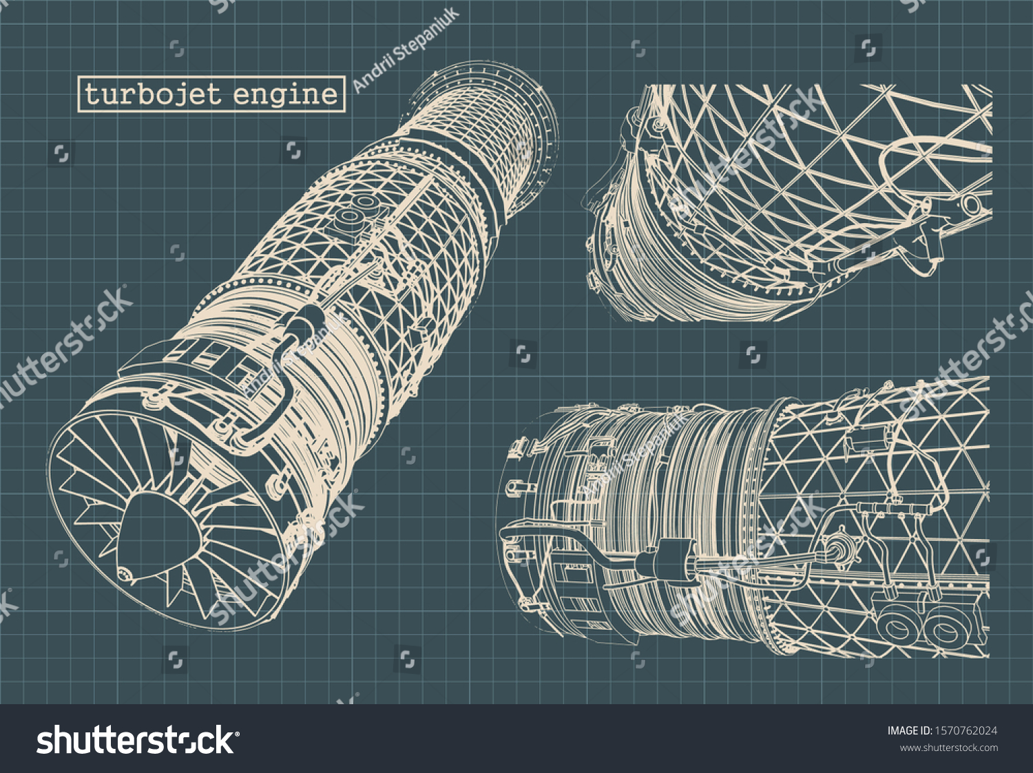 Stylized Vector Illustration Drawings Turbojet Engine Stock Vector ...