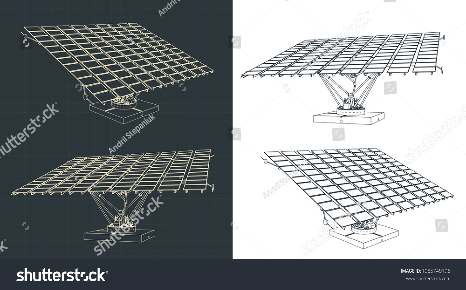 Vektor Stok Stylized Vector Illustration Drawings Solar Panels (Tanpa