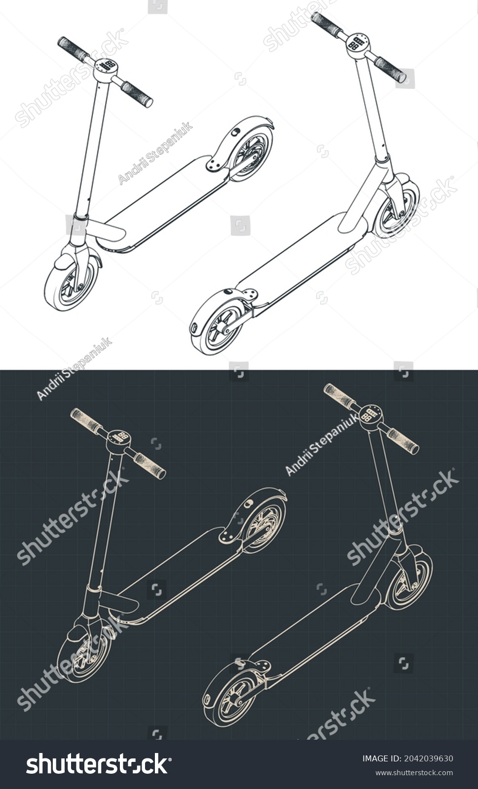 Stylized Vector Illustration Isometric Blueprints Electric Stock Vector ...