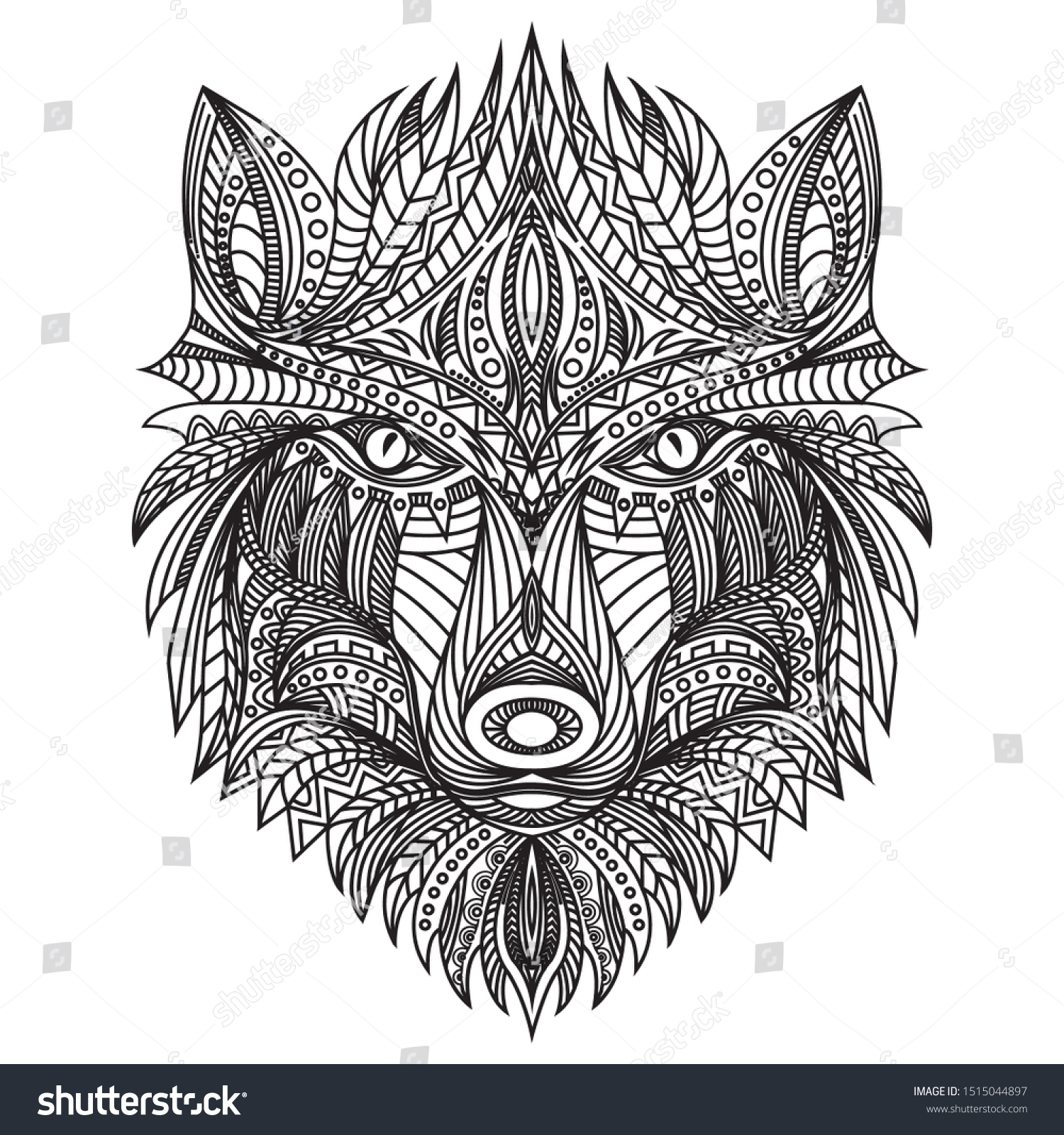 SVG of Stylized wolf zentangle background vector svg