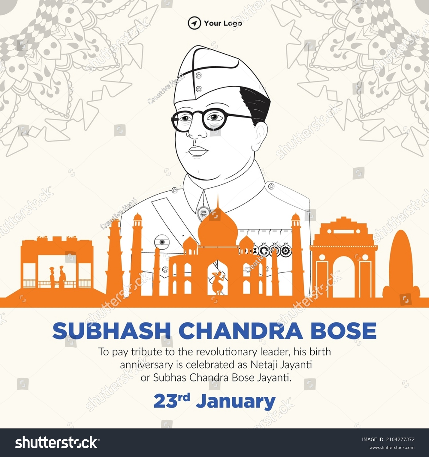 Subhash Chandra Bose Jayanti Banner Design Stock Vector (Royalty Free ...