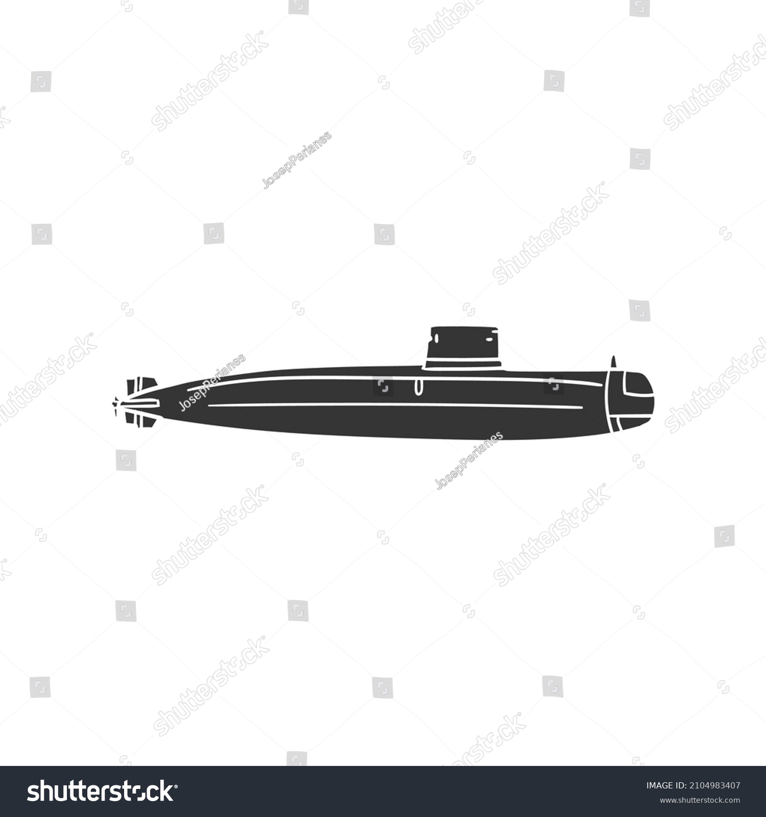 Submarine Icon Silhouette Illustration Water Transport Stock Vector ...