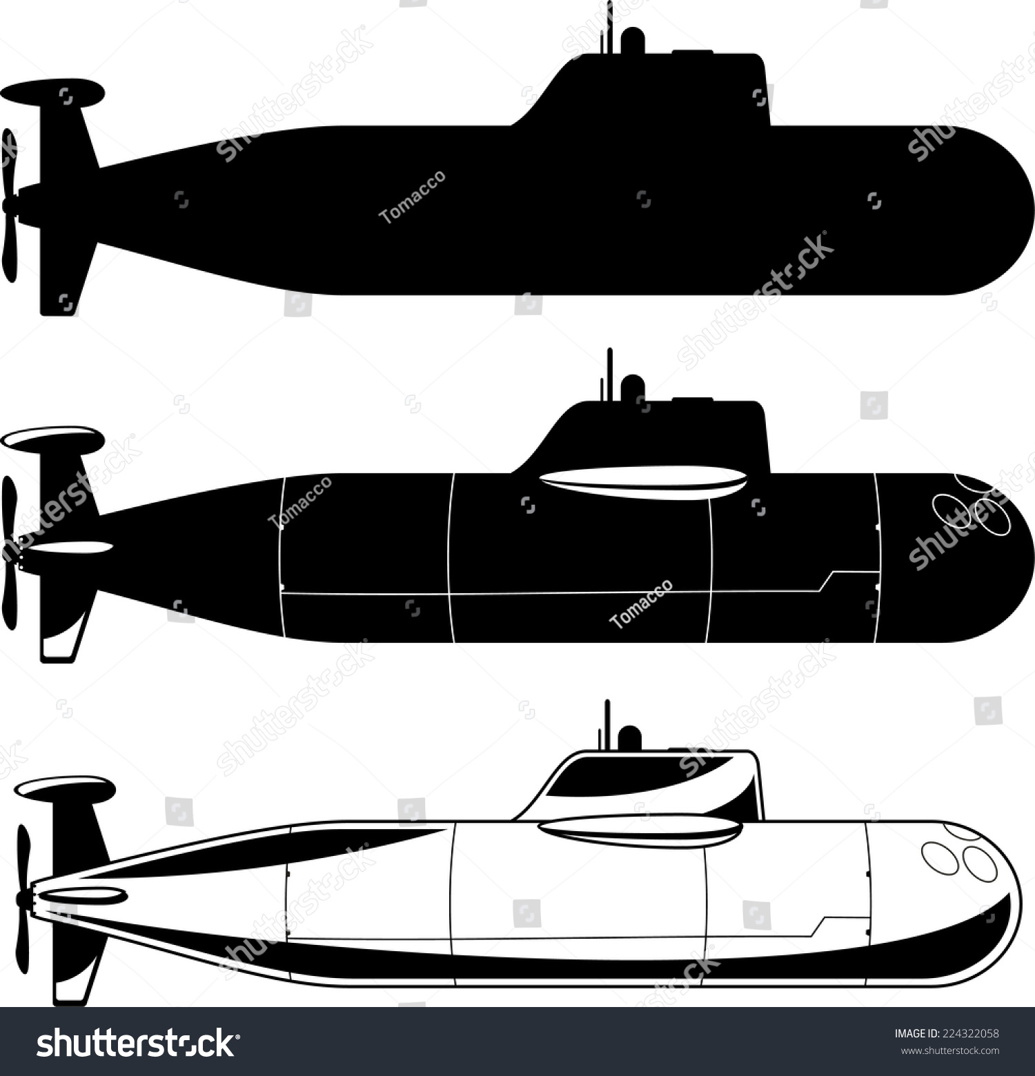 Submarine War Icons Vector Illustration Stock Vector (Royalty Free