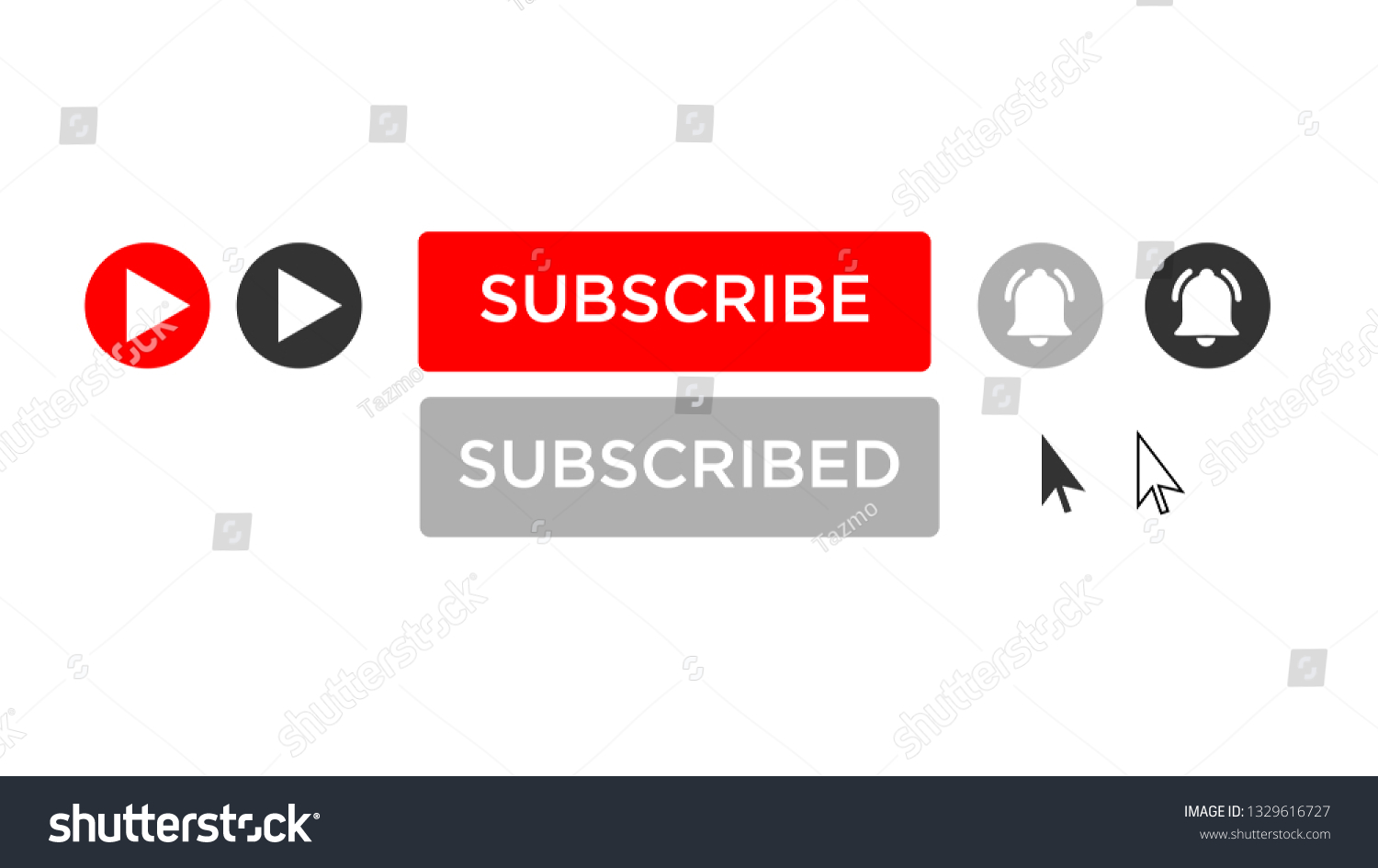 Subscribe Button Subscribed Grey Bell Dark Stock Vector (Royalty Free ...