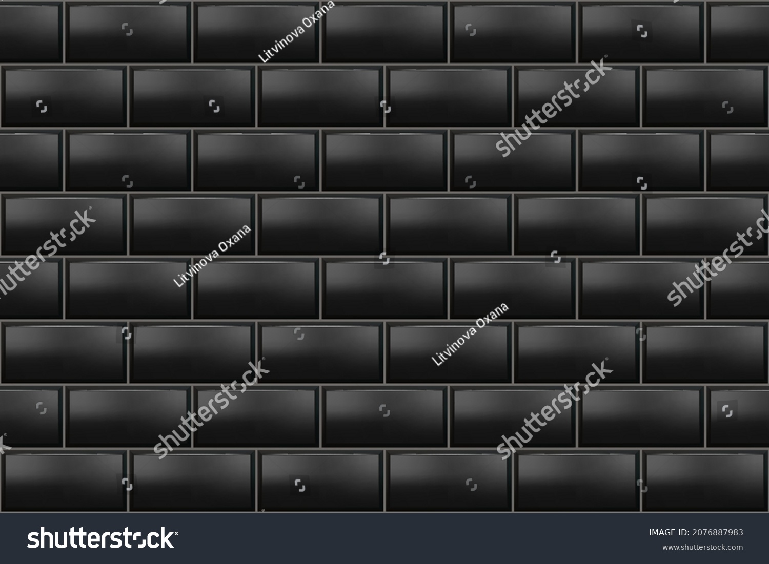 Subway Tile Pattern Black Seamless Brick Stock Vector Royalty Free   Stock Vector Subway Tile Pattern Black Seamless Brick Background Vector Metro Wall Or Floor Texture Interior 2076887983 