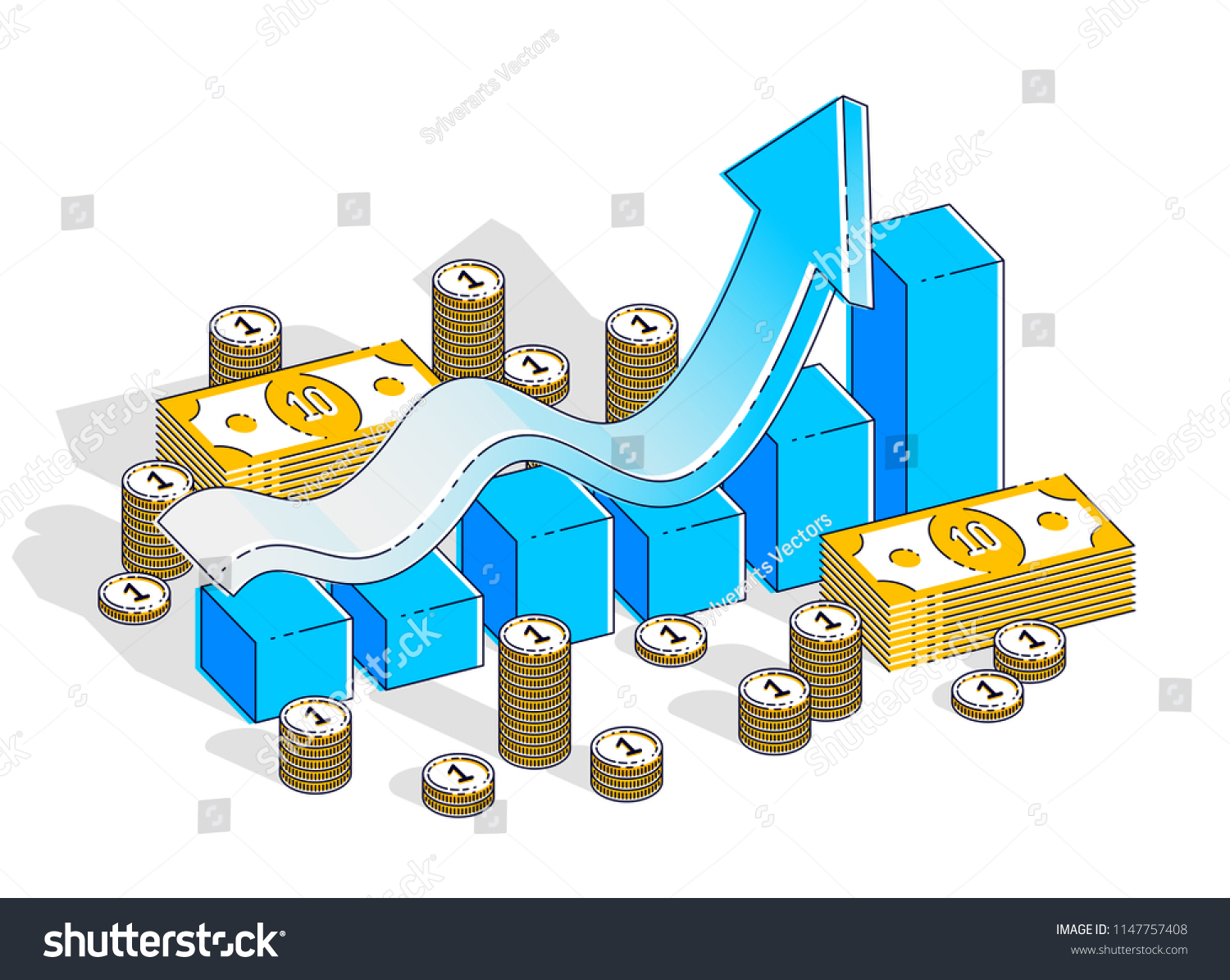 Success Income Increase Concept Growth Chart Stock Vector - 