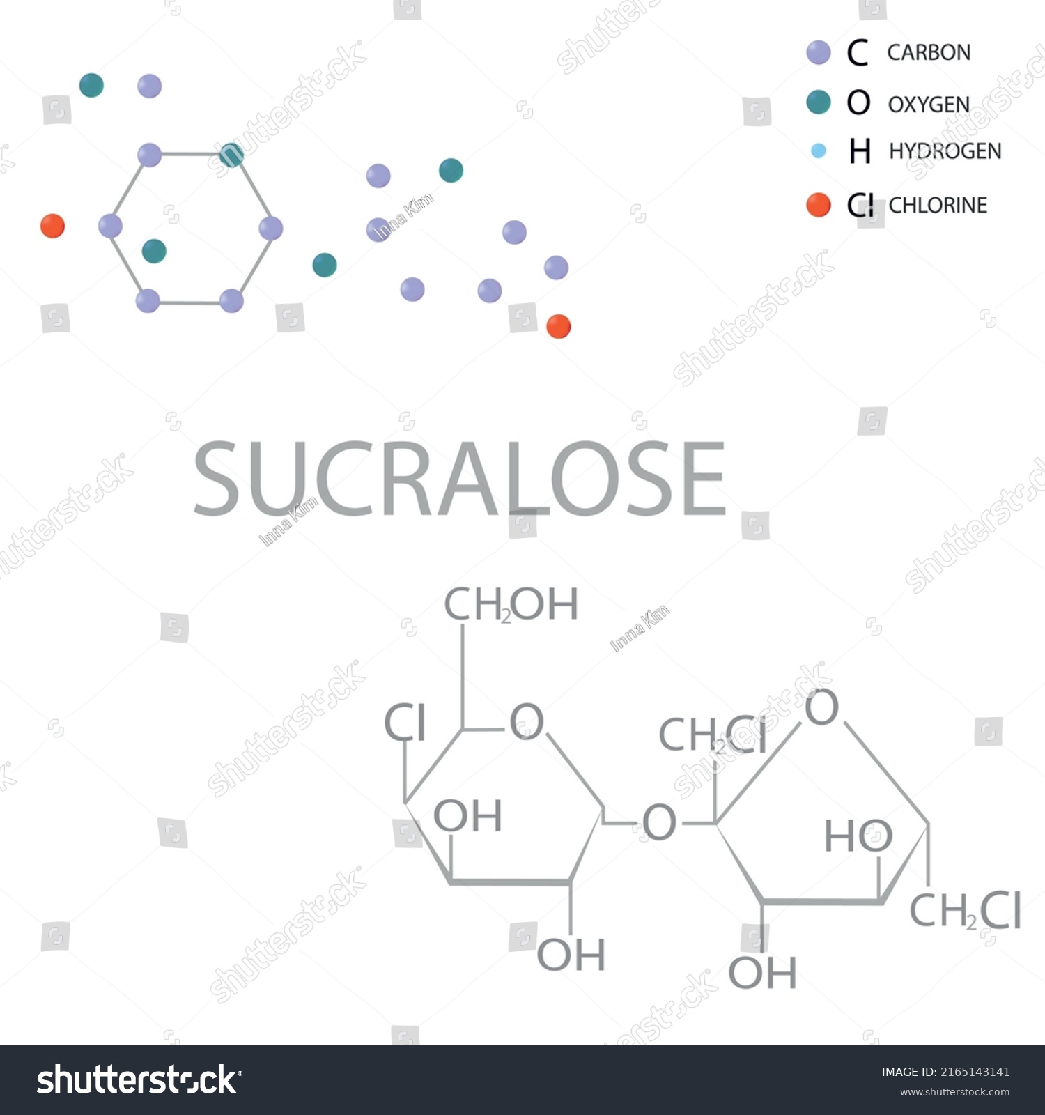 Sucralose Molecular Skeletal 3d Chemical Formula Stock Vector (Royalty ...