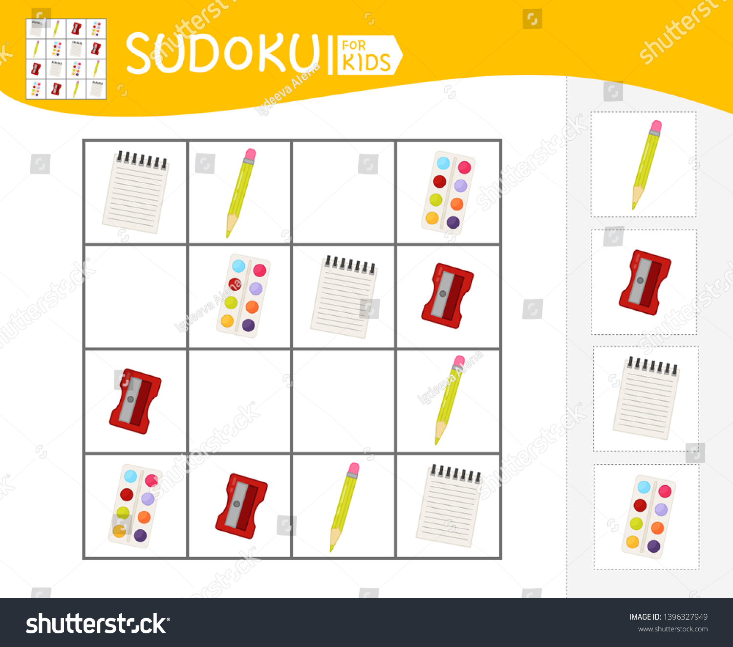 Sudoku Game Children Pictures Kids Activity Stock Vector (Royalty Free ...