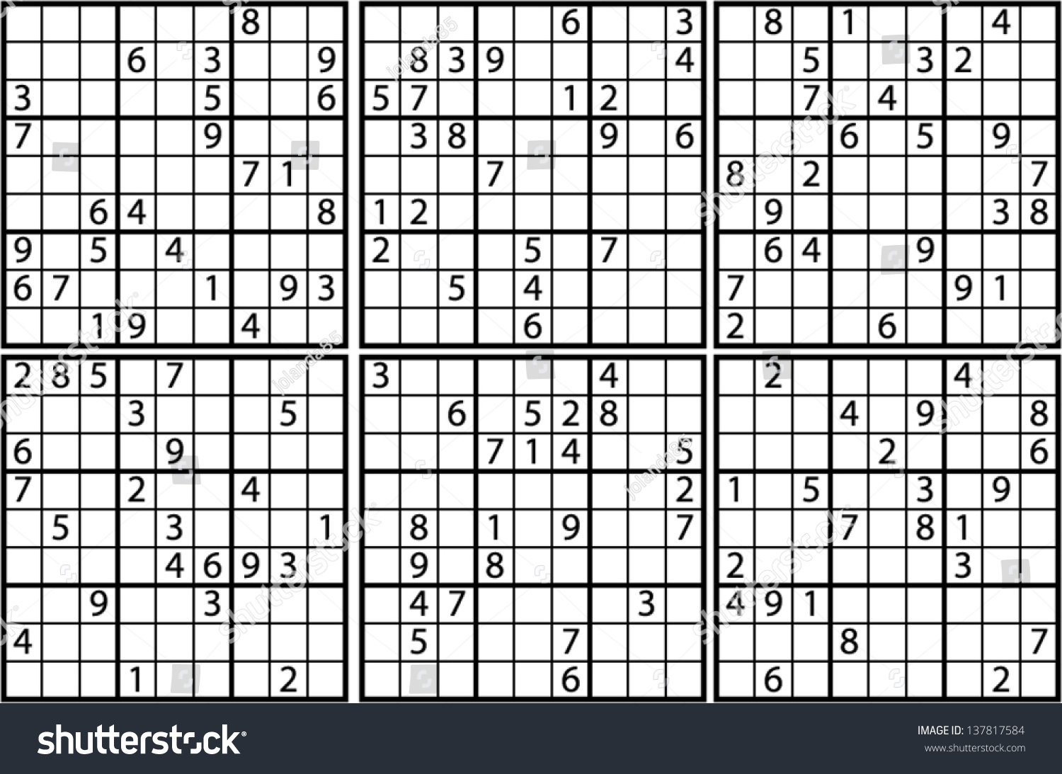 sudoku hard level stock vector 137817584 shutterstock