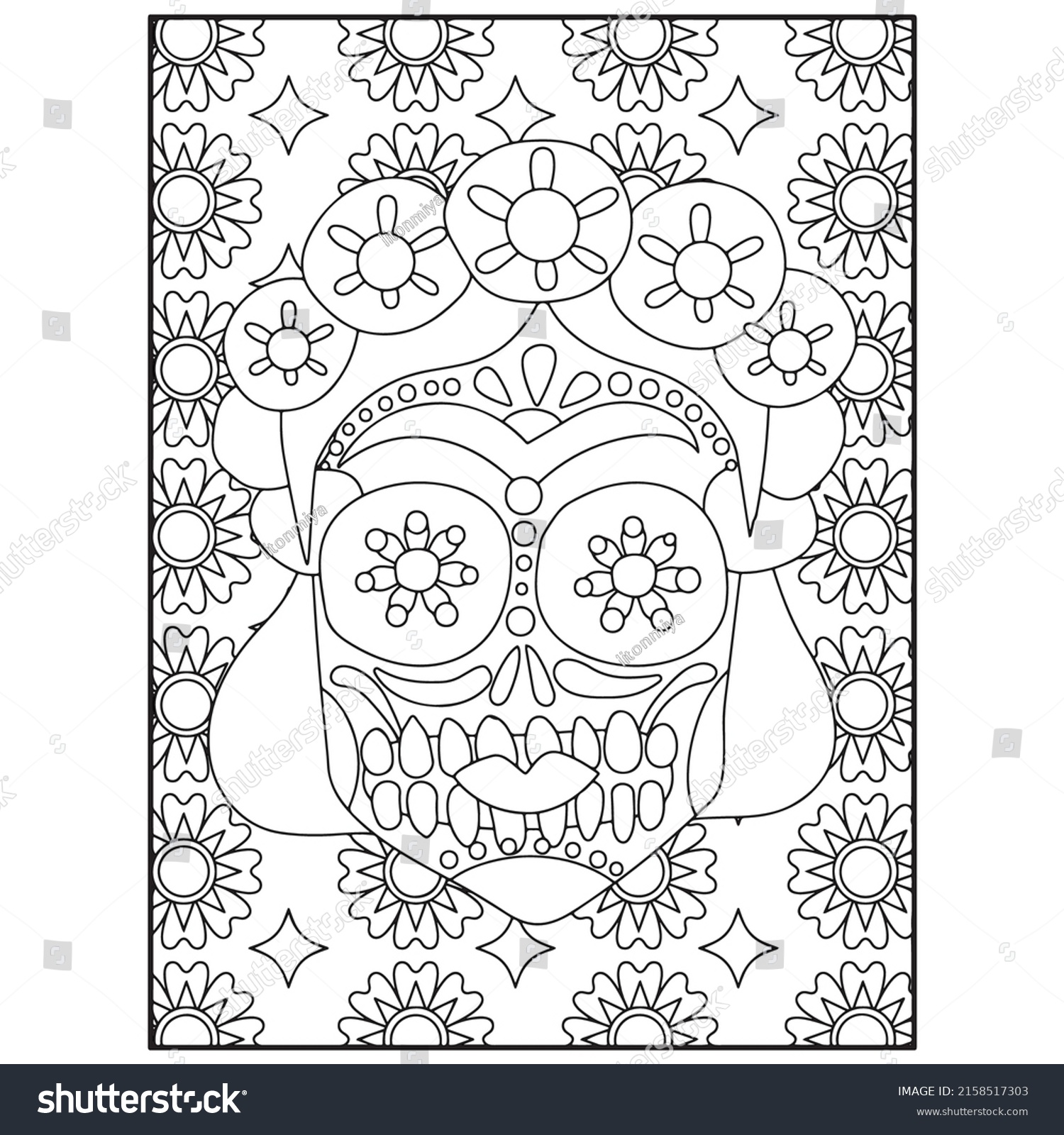 SVG of Sugar Skull Adult Coloring Pages For Kdp svg
