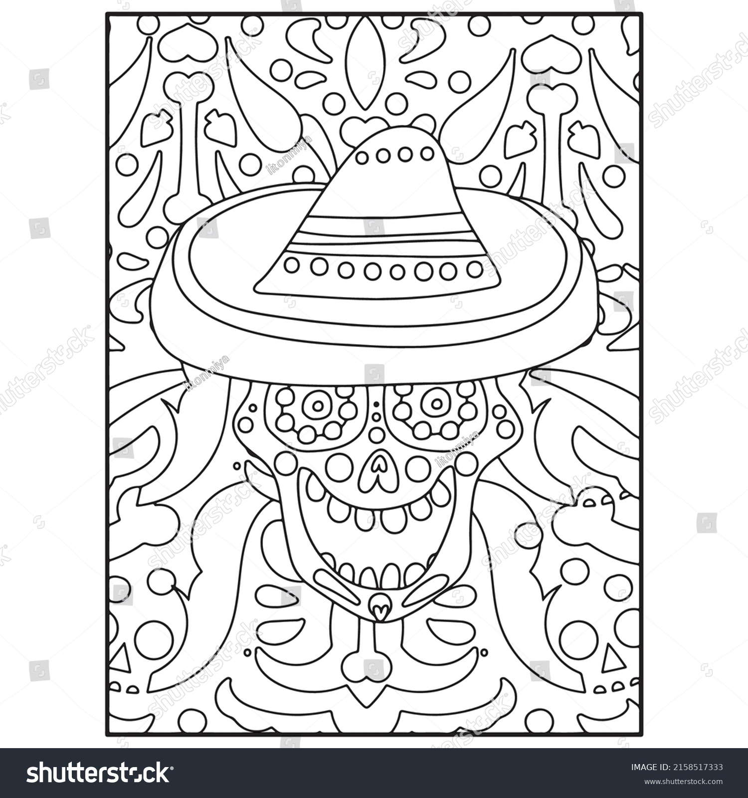 SVG of Sugar Skull Adult Coloring Pages For Kdp svg