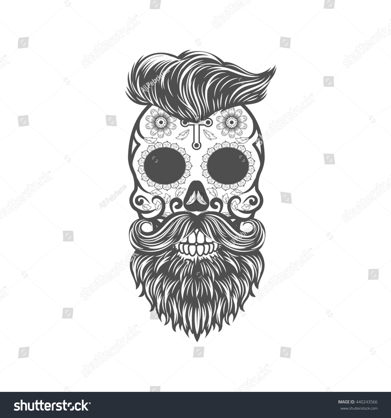 Sugar Skull Beards Stock Vector Illustration 440243566 : Shutterstock