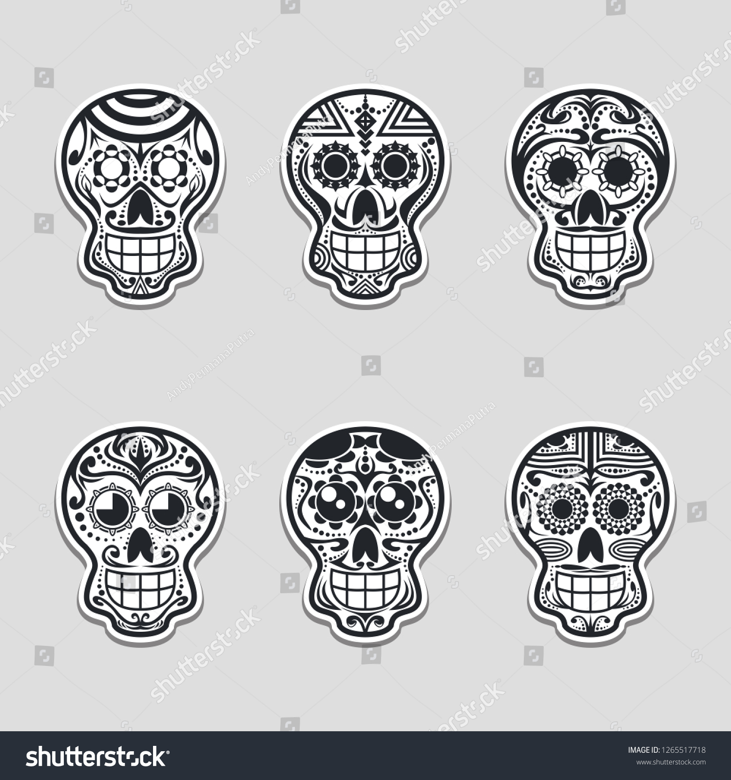 Sugar Skull Vector Illustration Stock Vector (Royalty Free) 1265517718 ...