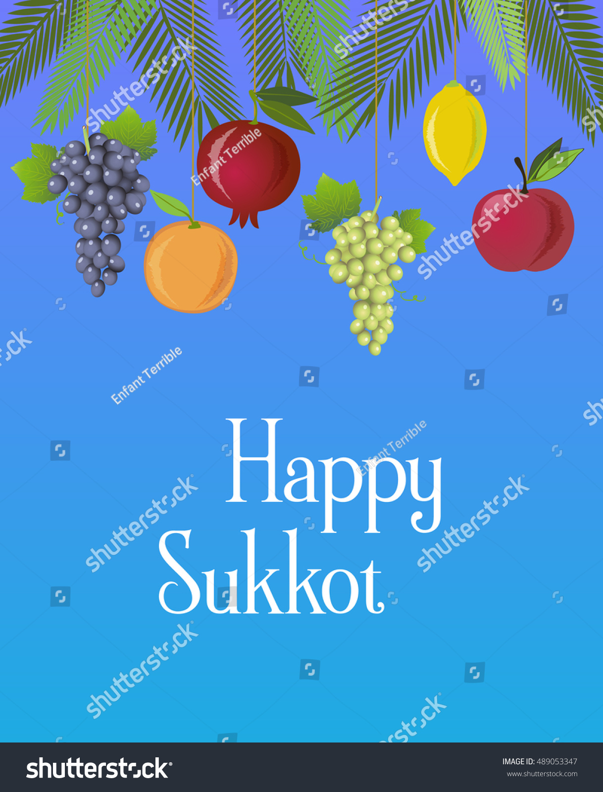 Sukkot Festival Greeting Card Design Vector Stock Vector (Royalty Free