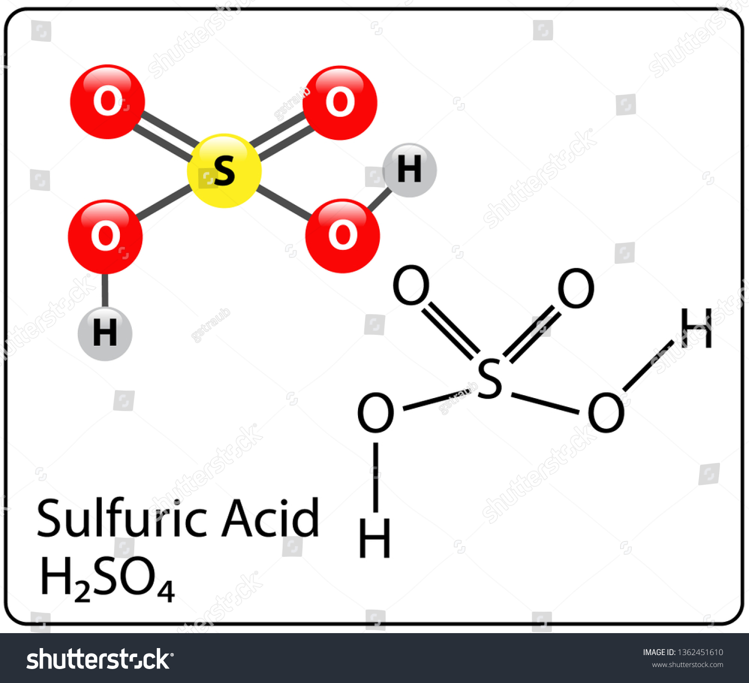 Sulfuric Acid Molecule Structure Stock Vector Royalty Free 1362451610 3982