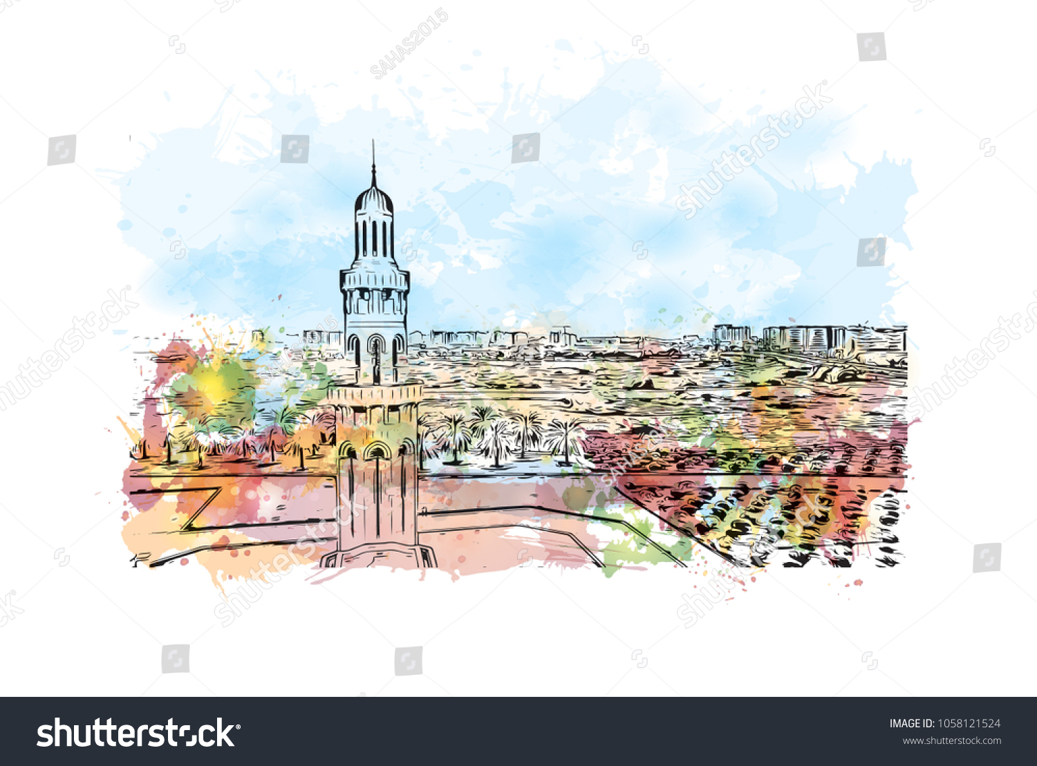 Sultan Qaboos Grand Mosque Muscat Oman Stock Vector (Royalty Free ...