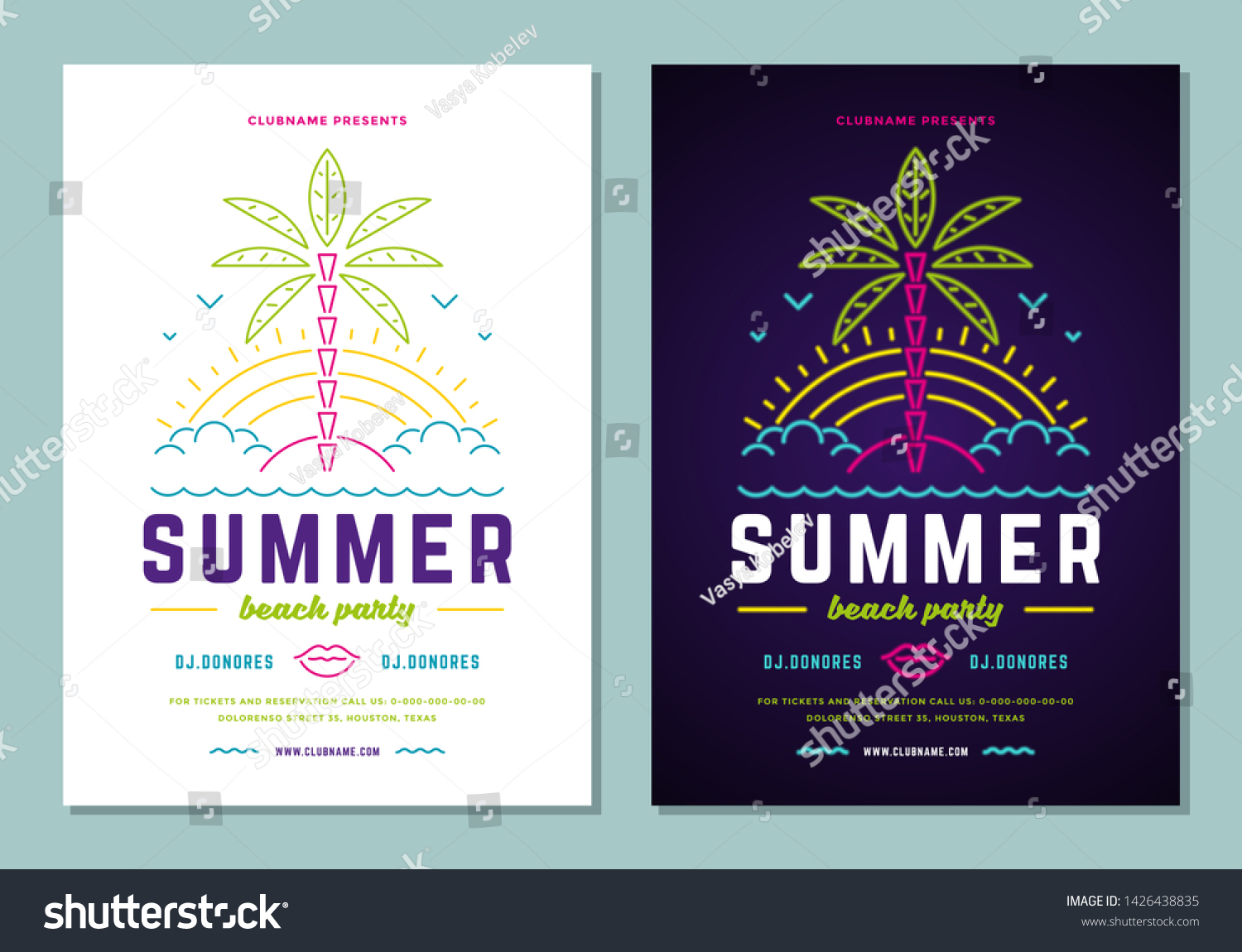 Summer Beach Party Flyer Poster Template 库存矢量图（免版税）1426438835